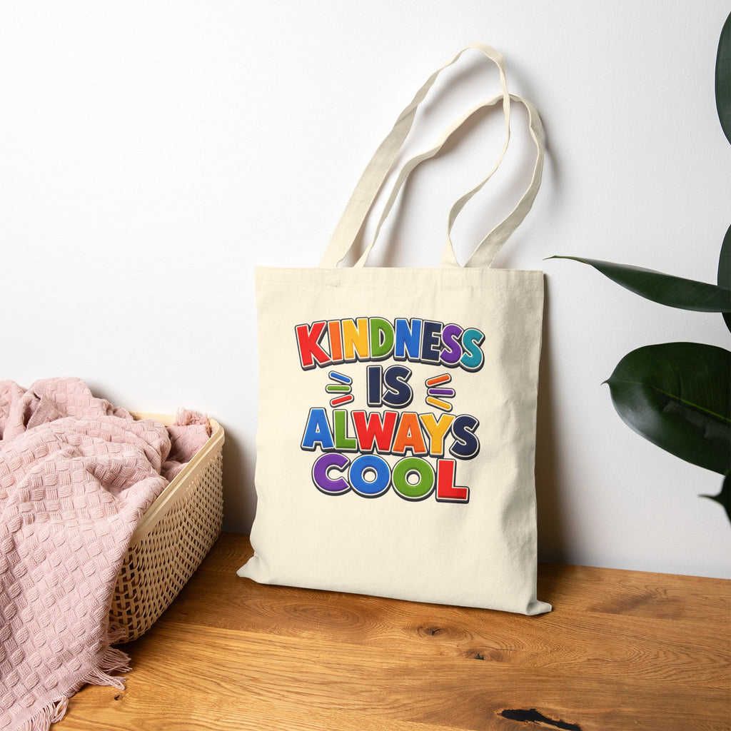 Kindness Is Always Cool Tote Bag | Rainbow Positive Message