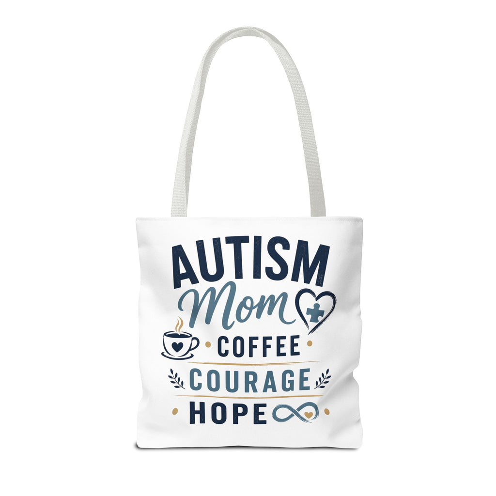 Autism Mom Coffee Courage Hope Tote Bag | Autism Acceptance Gift for Mom | Neurodiversity Canvas Tote | Special Needs Mom Bag