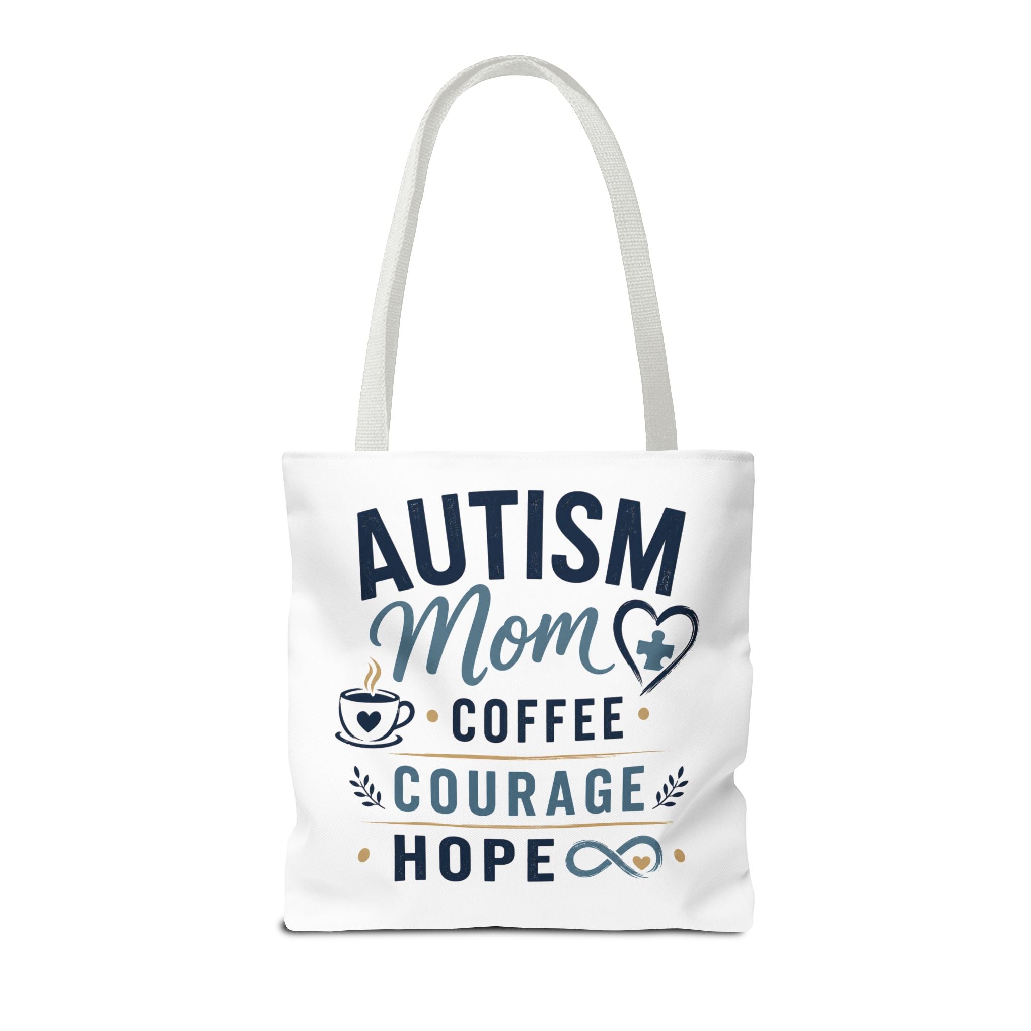 Autism Mom Coffee Courage Hope Tote Bag | Autism Acceptance Gift for Mom | Neurodiversity Canvas Tote | Special Needs Mom Bag