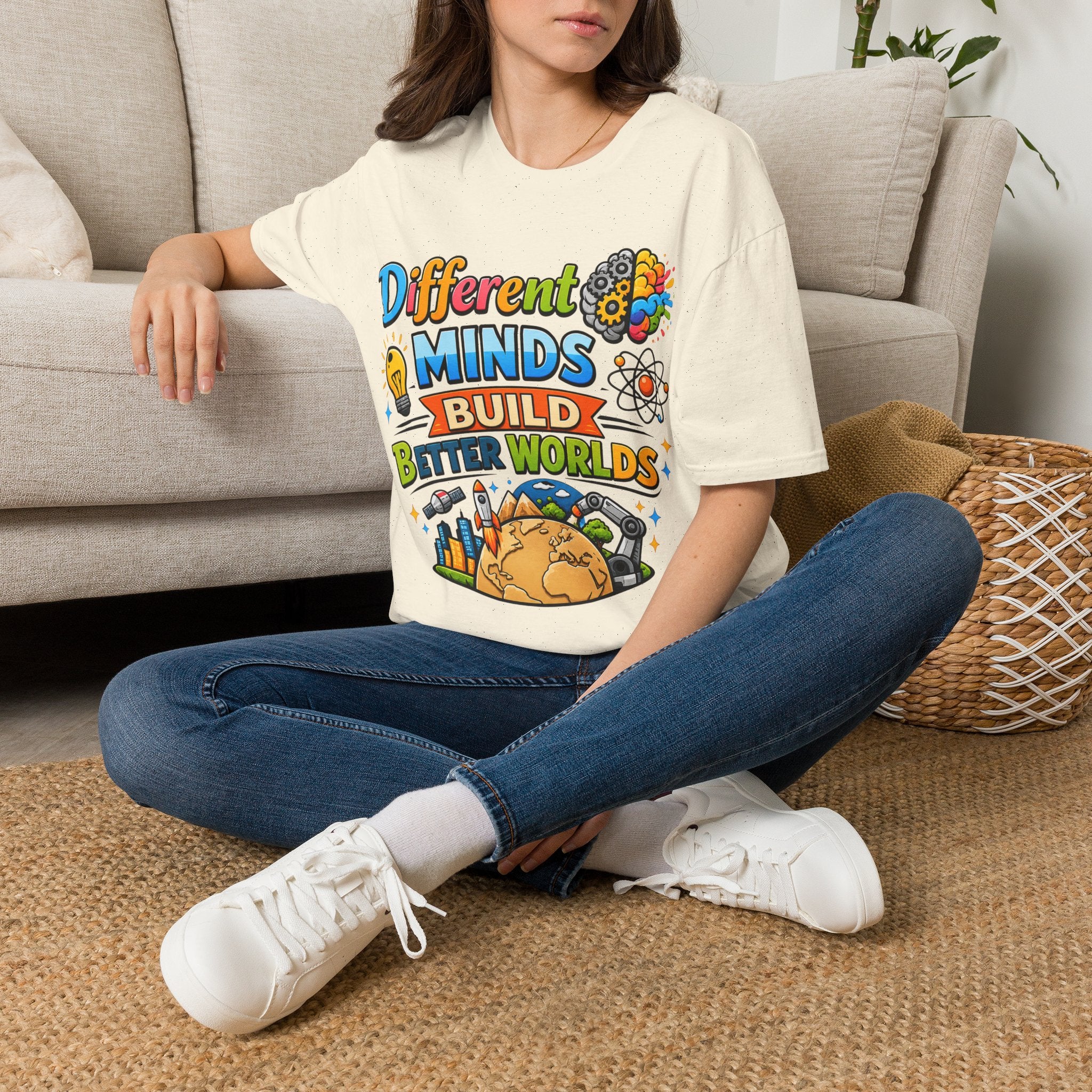 Different Minds Build Better Worlds T-Shirt | Inclusive Neurodiversity Tee