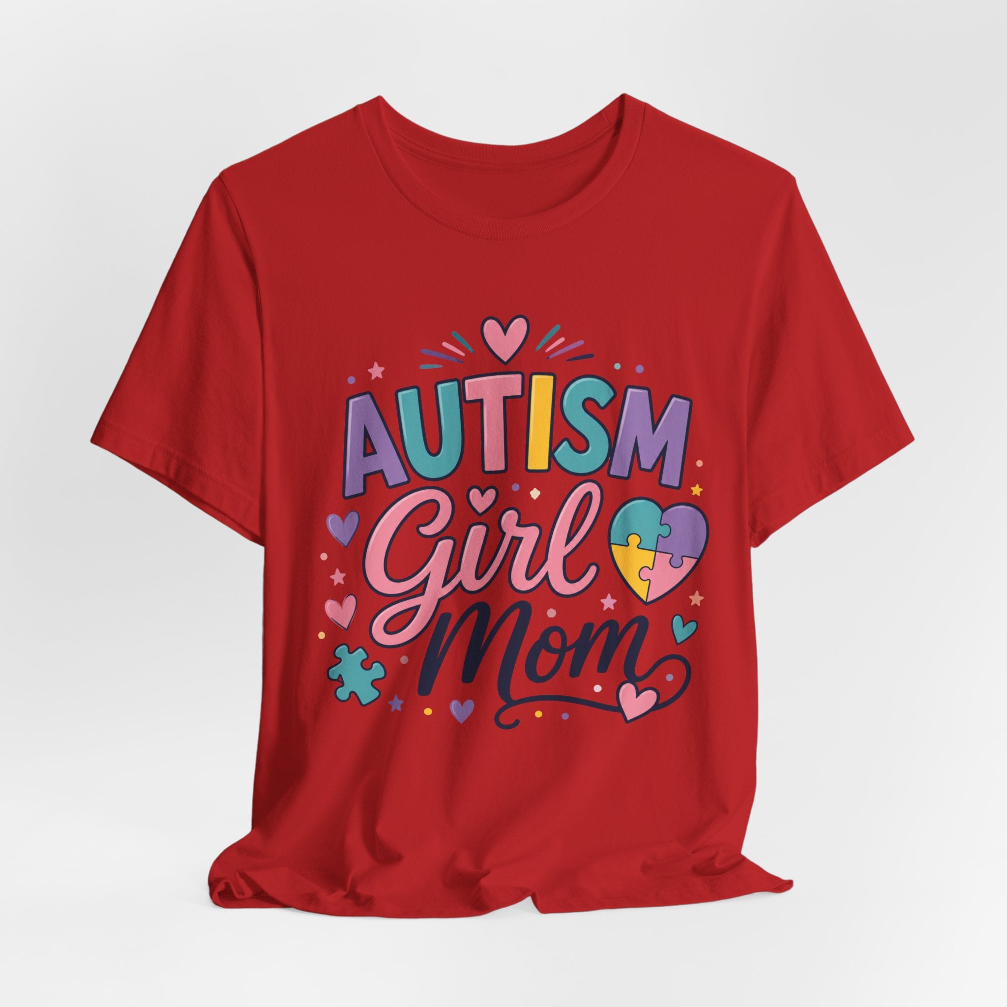 Autism Girl Mom T-Shirt | Puzzle Heart Mom Tee, Neurodiversity Support