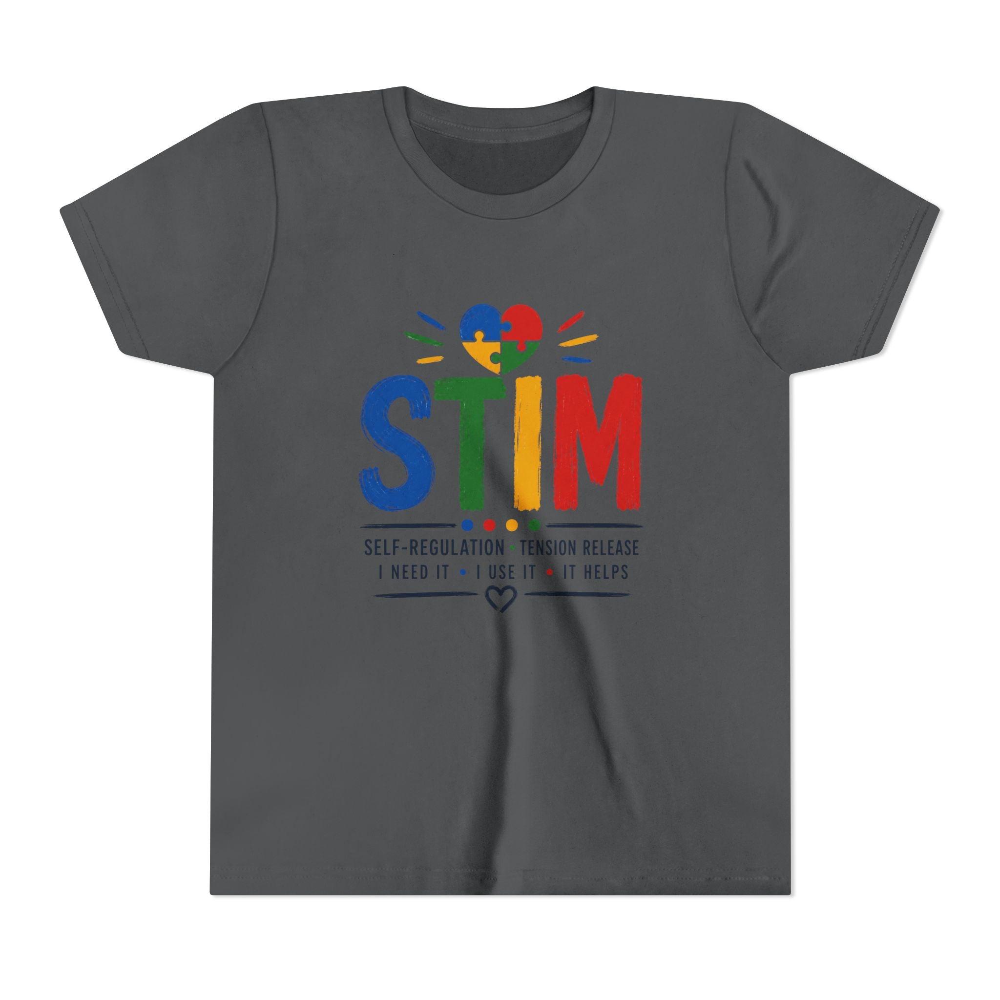 Sensory STIM Pride Heart Youth Tee | Autism Sensory Regulation Shirt