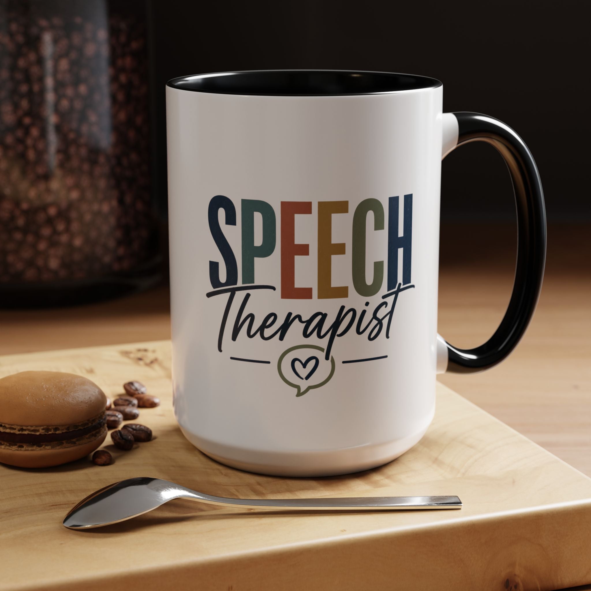 Speech Therapist Coffee Mug | Colorful Lettering Accent Mug