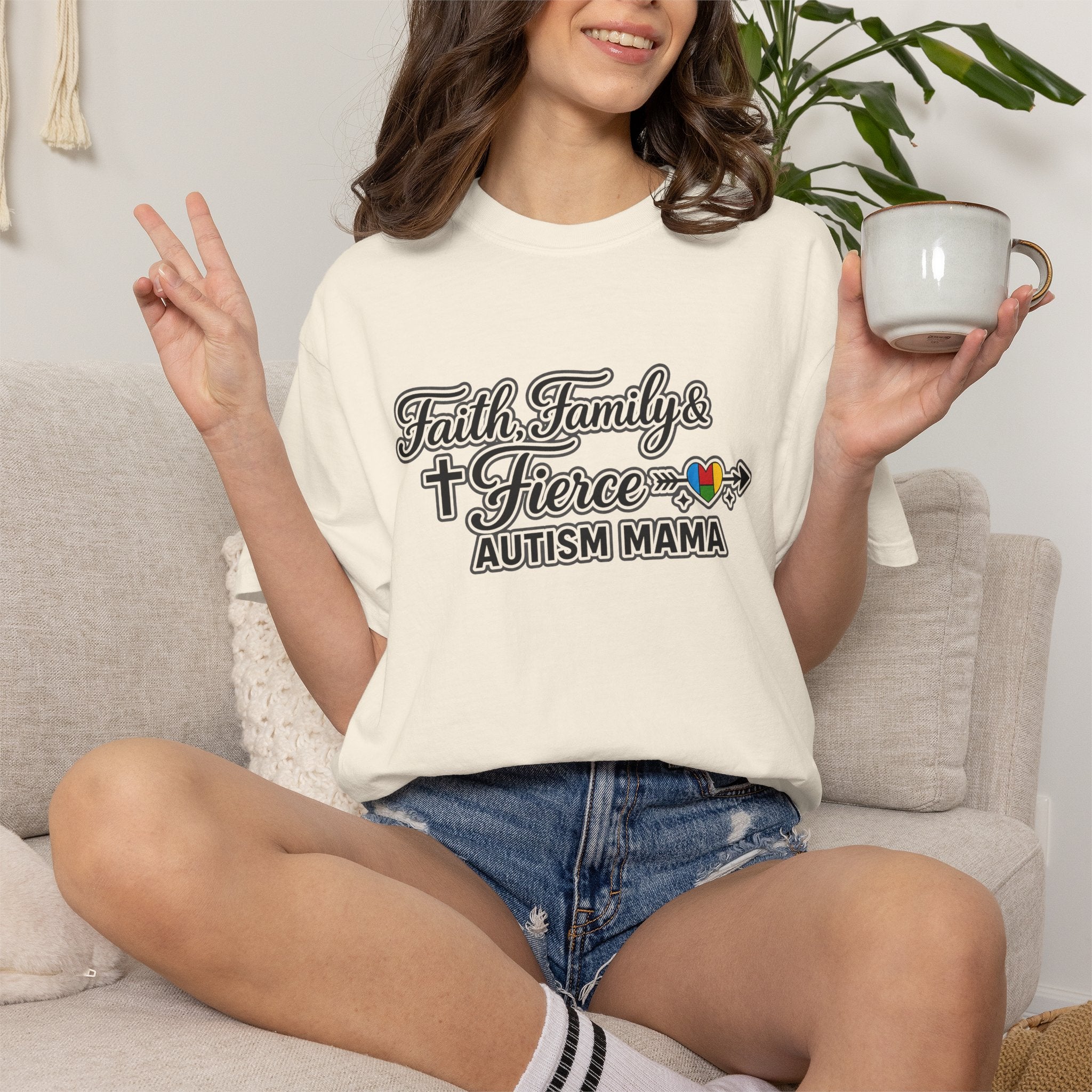 Faith Family Fierce Autism Mama Shirt, Autism Mom T-Shirt, Christian Autism Mom Gift, Fierce Mama Tee, Special Needs Mom Shirt