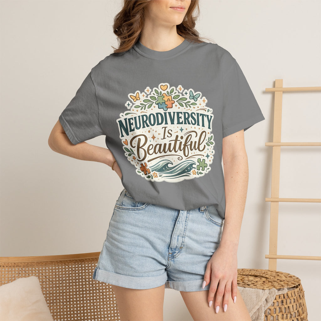 Neurodiversity Is Beautiful T-shirt | Floral Wave Awareness Tee