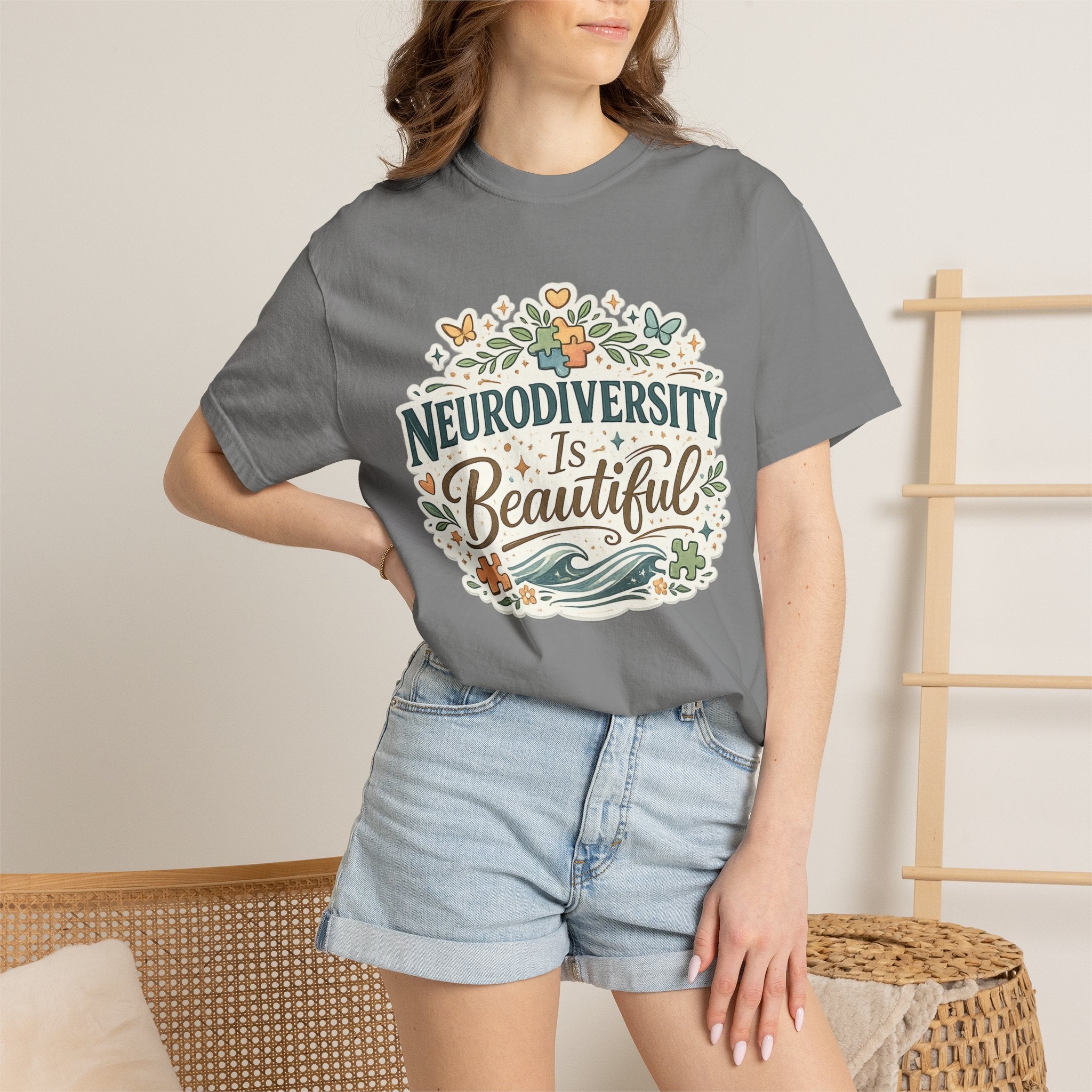 Neurodiversity Is Beautiful T-shirt | Floral Wave Awareness Tee