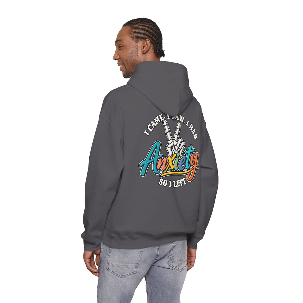 I Came I Saw I Had Anxiety Hoodie, Peace Hand Colorful Script Sweatshirt, Funny Mental Health Crewneck, Anxiety Humor Gift