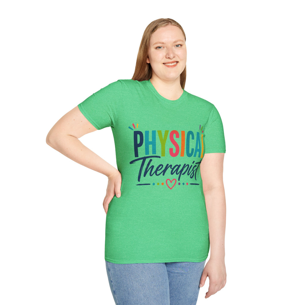 Physical Therapist Shirt | Colorful Typography Heart T-Shirt | Physical Therapy Gift | Healthcare Professional Apparel | Therapist Shirt