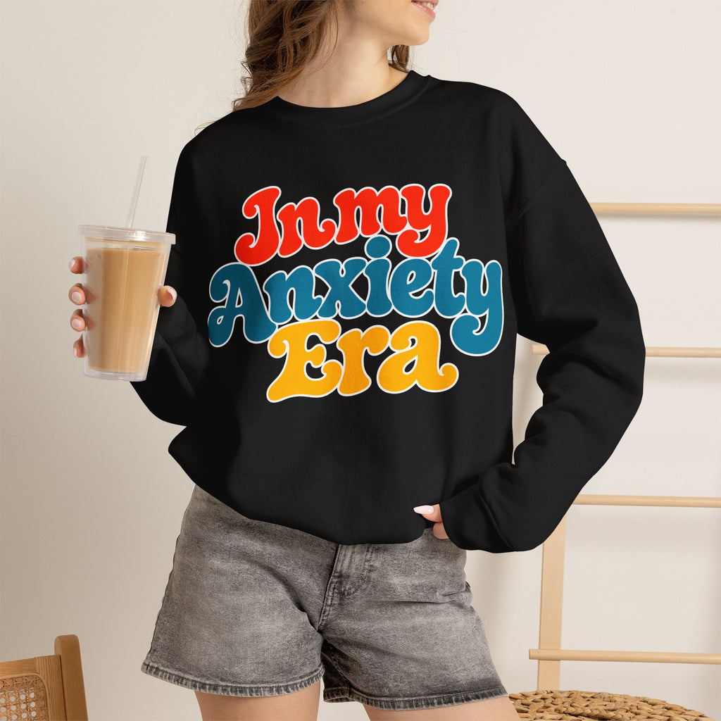In My Anxiety Era sweatshirt | Crewneck Sweatshirt, Retro Script Mental Health Tee
