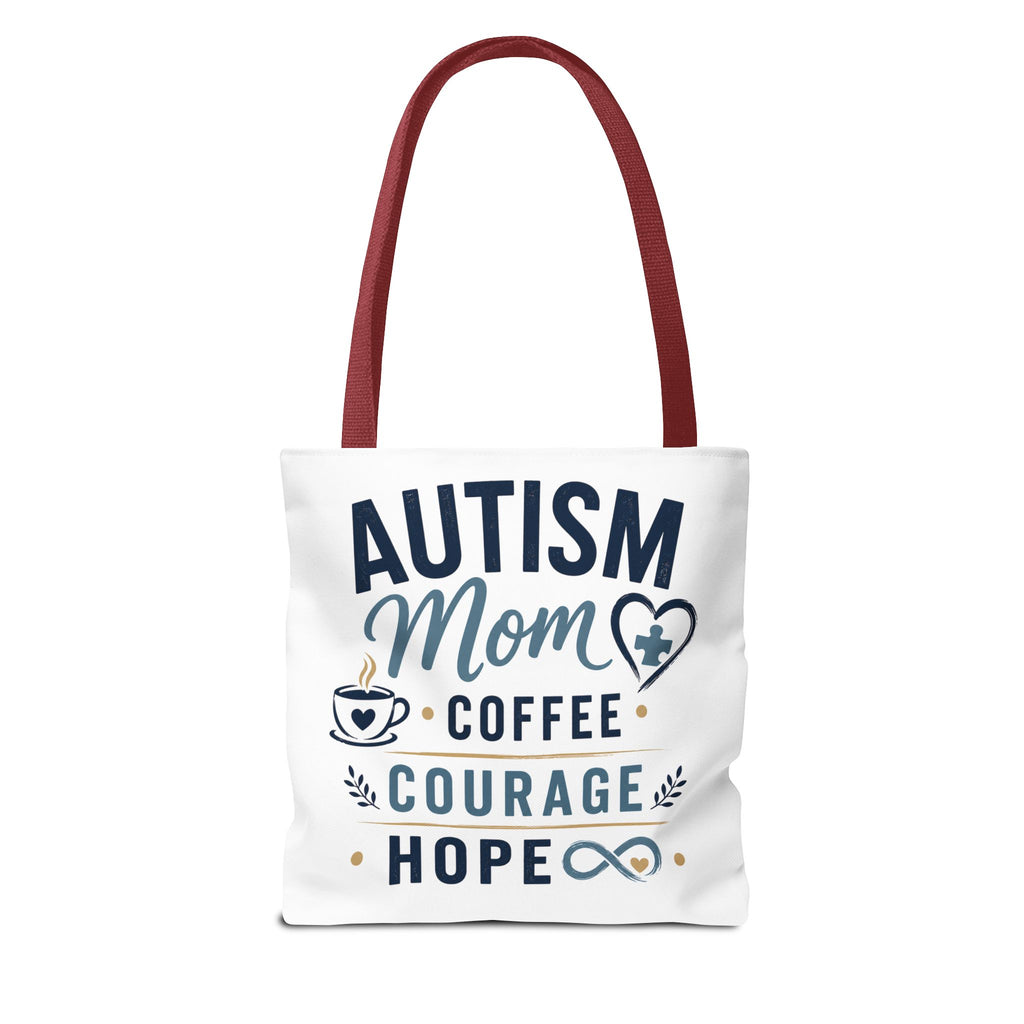 Autism Mom Coffee Courage Hope Tote Bag | Autism Acceptance Gift for Mom | Neurodiversity Canvas Tote | Special Needs Mom Bag