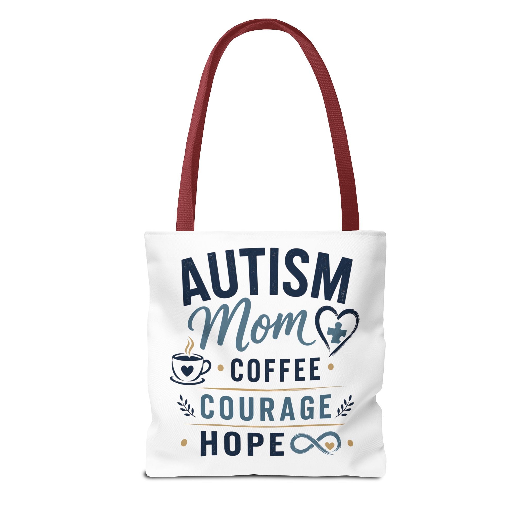 Autism Mom Coffee Courage Hope Tote Bag | Autism Acceptance Gift for Mom | Neurodiversity Canvas Tote | Special Needs Mom Bag