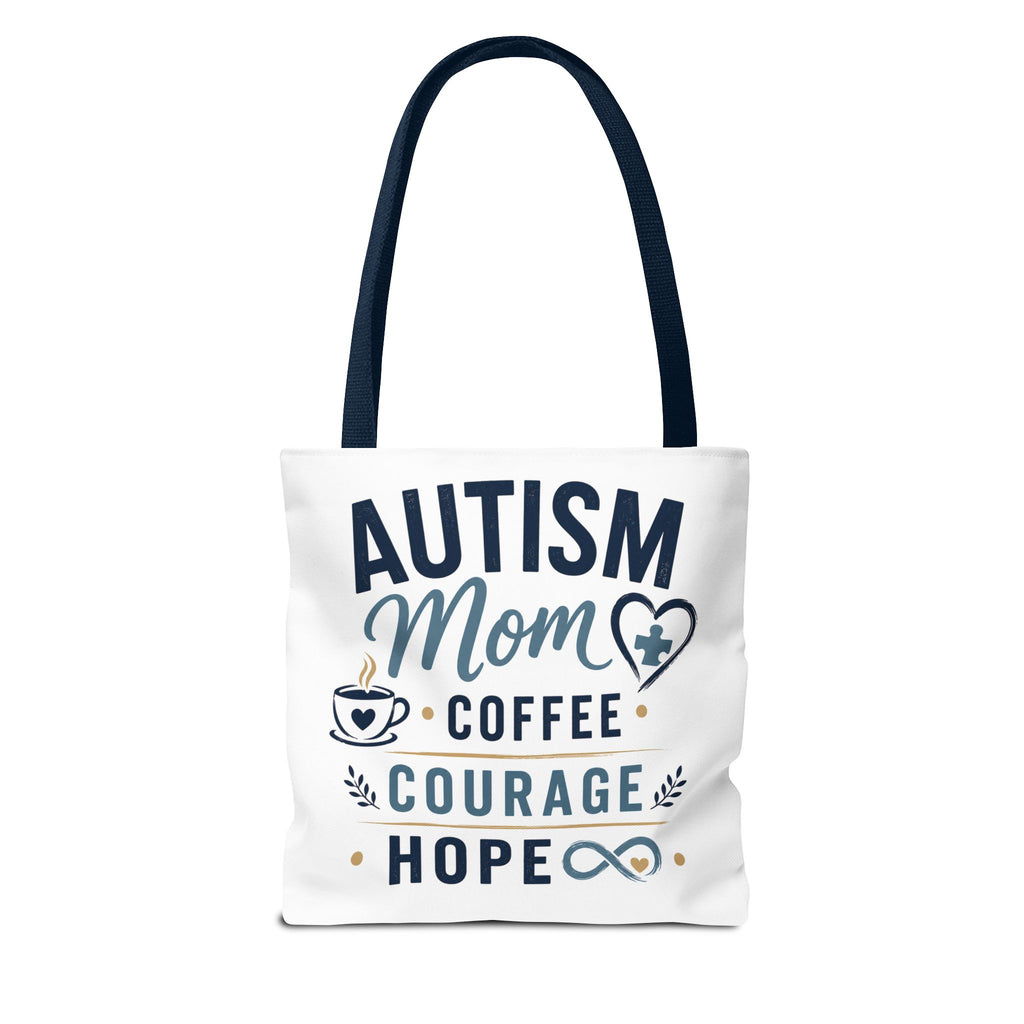 Autism Mom Coffee Courage Hope Tote Bag | Autism Acceptance Gift for Mom | Neurodiversity Canvas Tote | Special Needs Mom Bag
