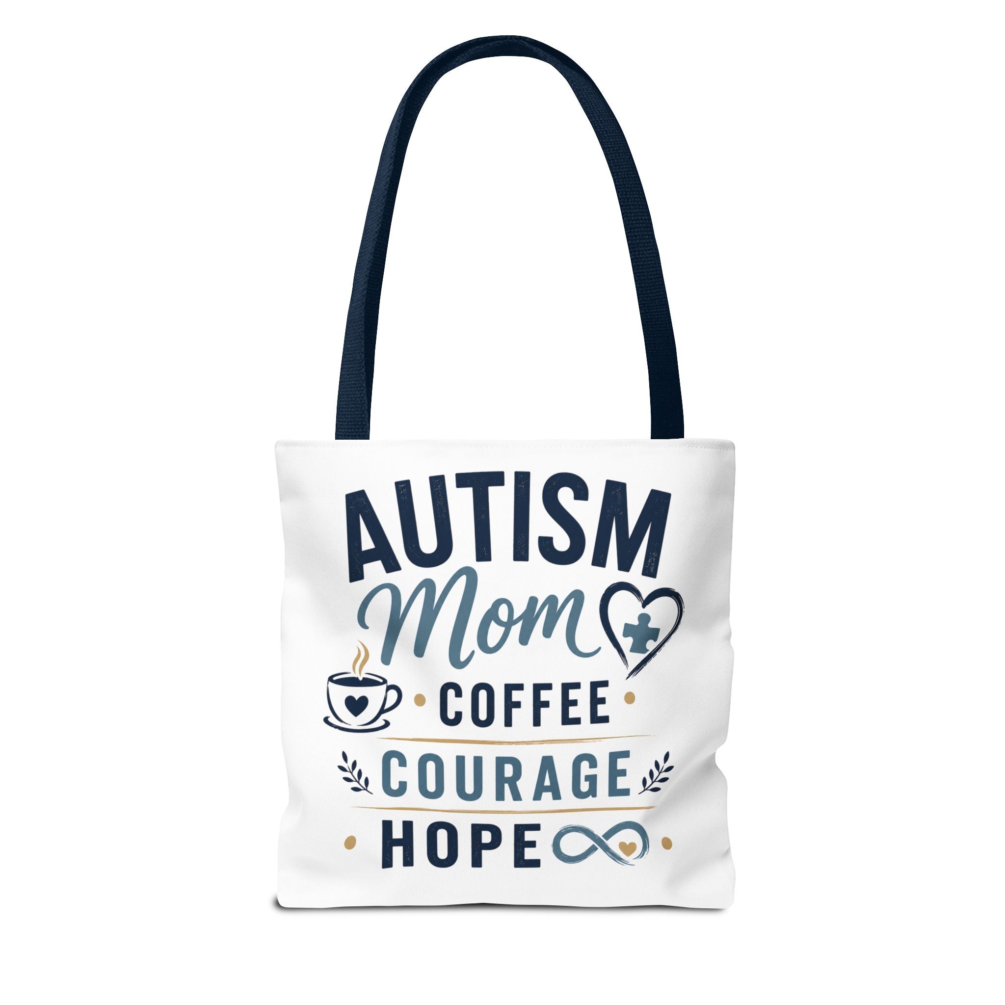 Autism Mom Coffee Courage Hope Tote Bag | Autism Acceptance Gift for Mom | Neurodiversity Canvas Tote | Special Needs Mom Bag