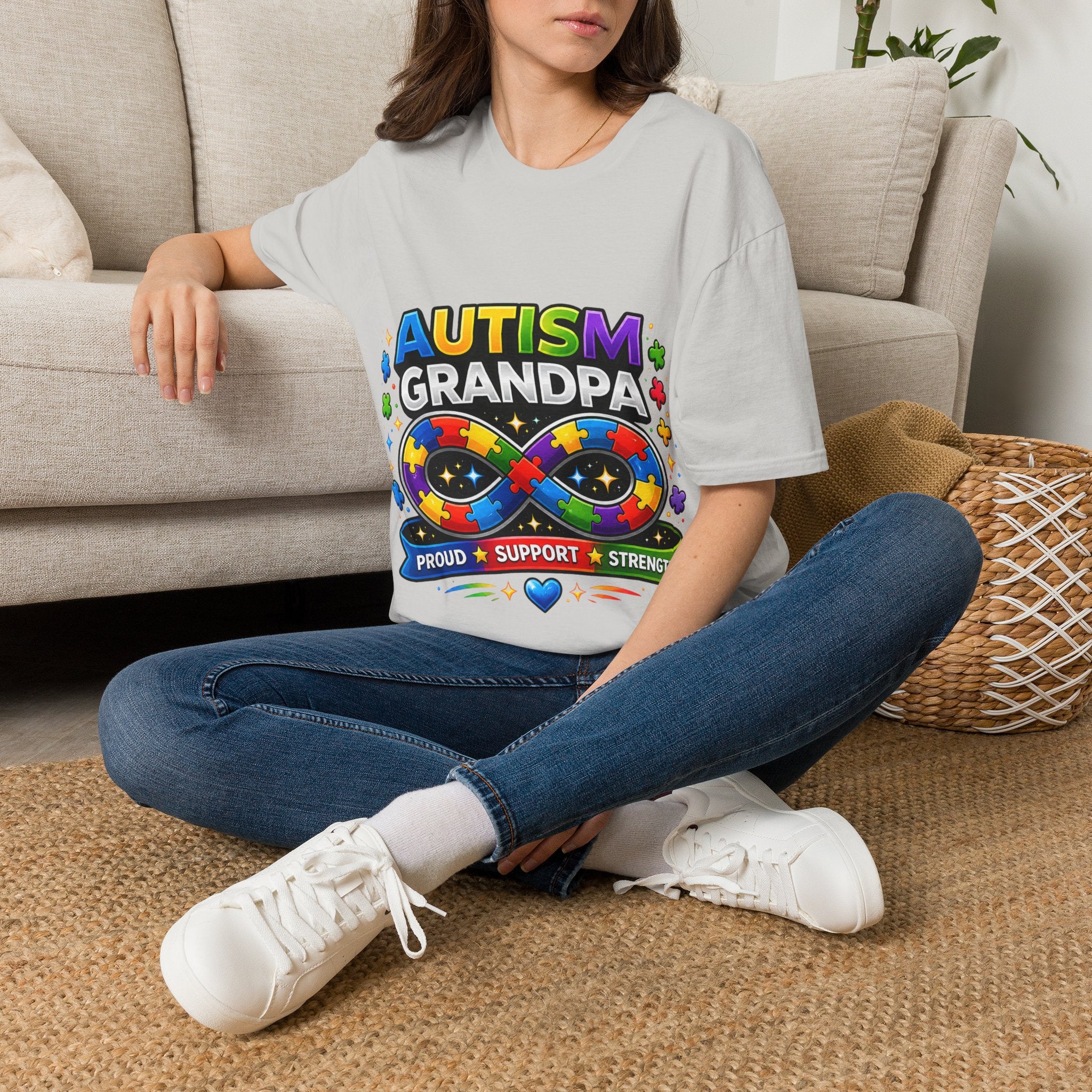 Autism Grandpa Shirt | Proud Autism Grandpa Tee | Puzzle Ribbon Infinity T-Shirt | Autism Awareness Gift for Grandpa