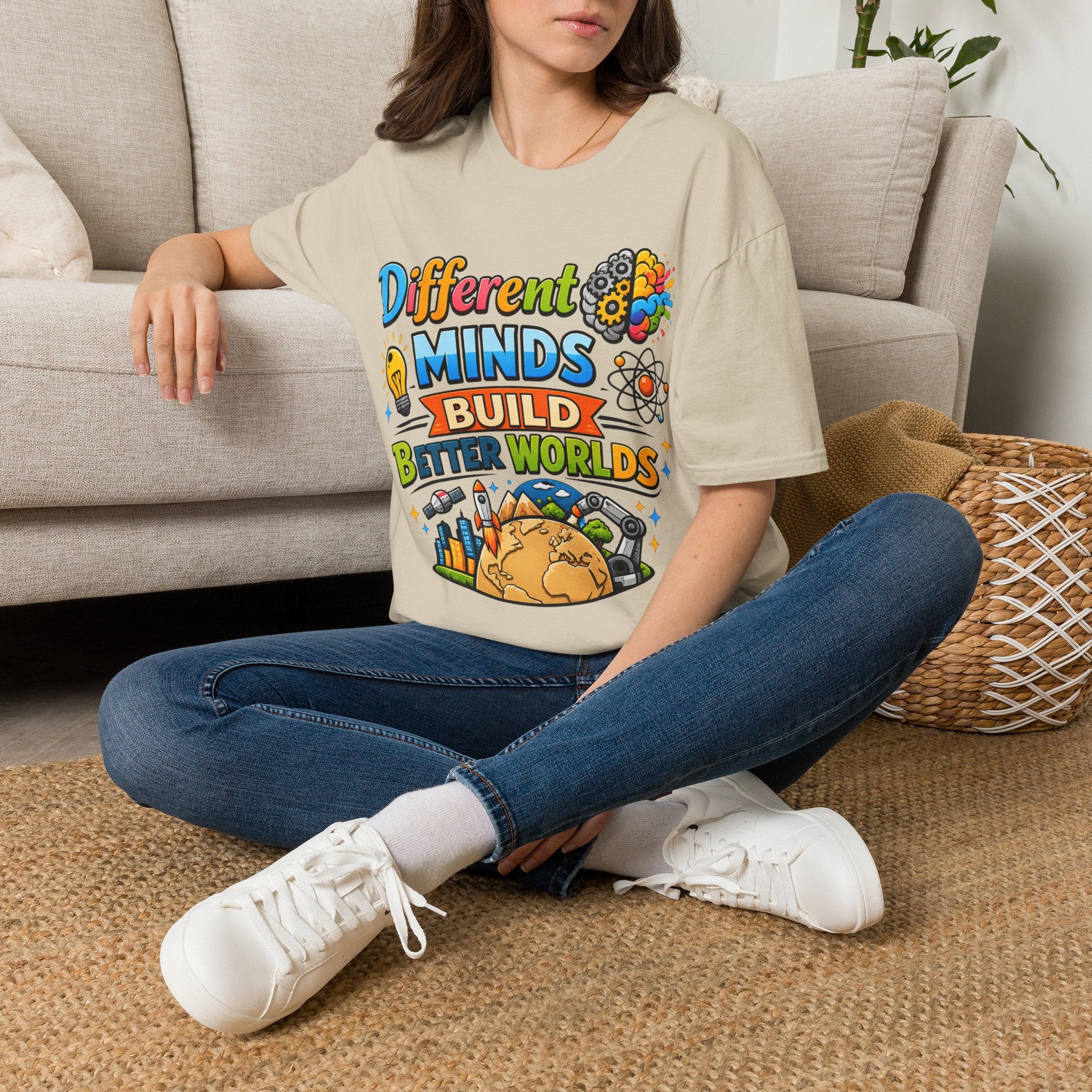 Different Minds Build Better Worlds T-Shirt | Inclusive Neurodiversity Tee