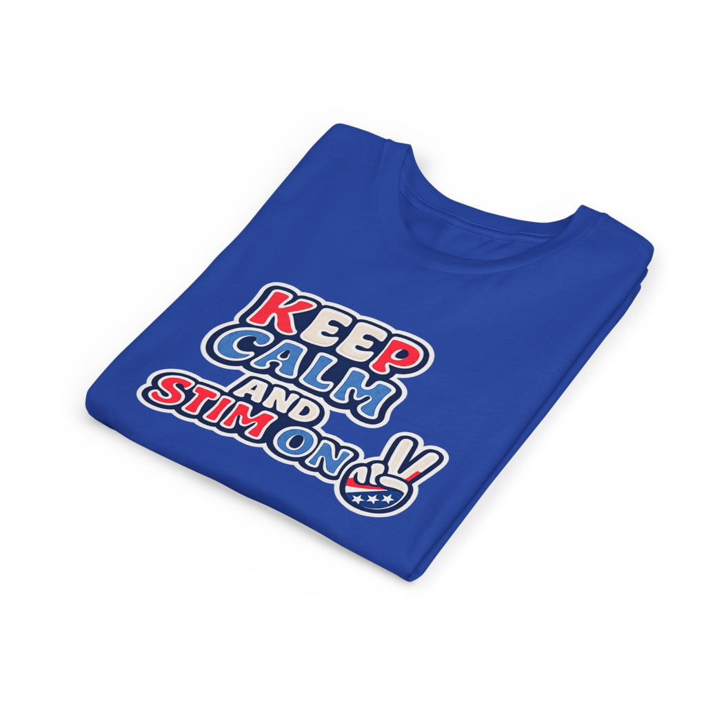 Keep Calm and Stim On Youth Shirt Autism Awareness T Shirt Peace Sign Tee Neurodivergent Kids Sensory Shirt Special Needs Gift