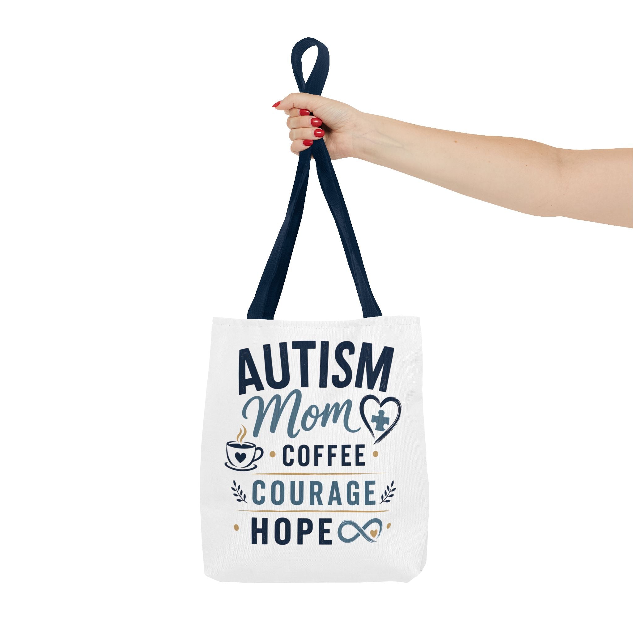 Autism Mom Coffee Courage Hope Tote Bag | Autism Acceptance Gift for Mom | Neurodiversity Canvas Tote | Special Needs Mom Bag
