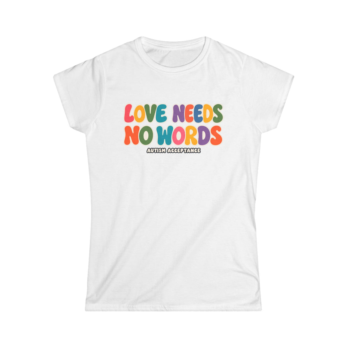 Love Needs No Words Shirt, Autism Acceptance Minimal Tee, Nonverbal Autism T-Shirt, Autism Awareness Gift, White Simple Design
