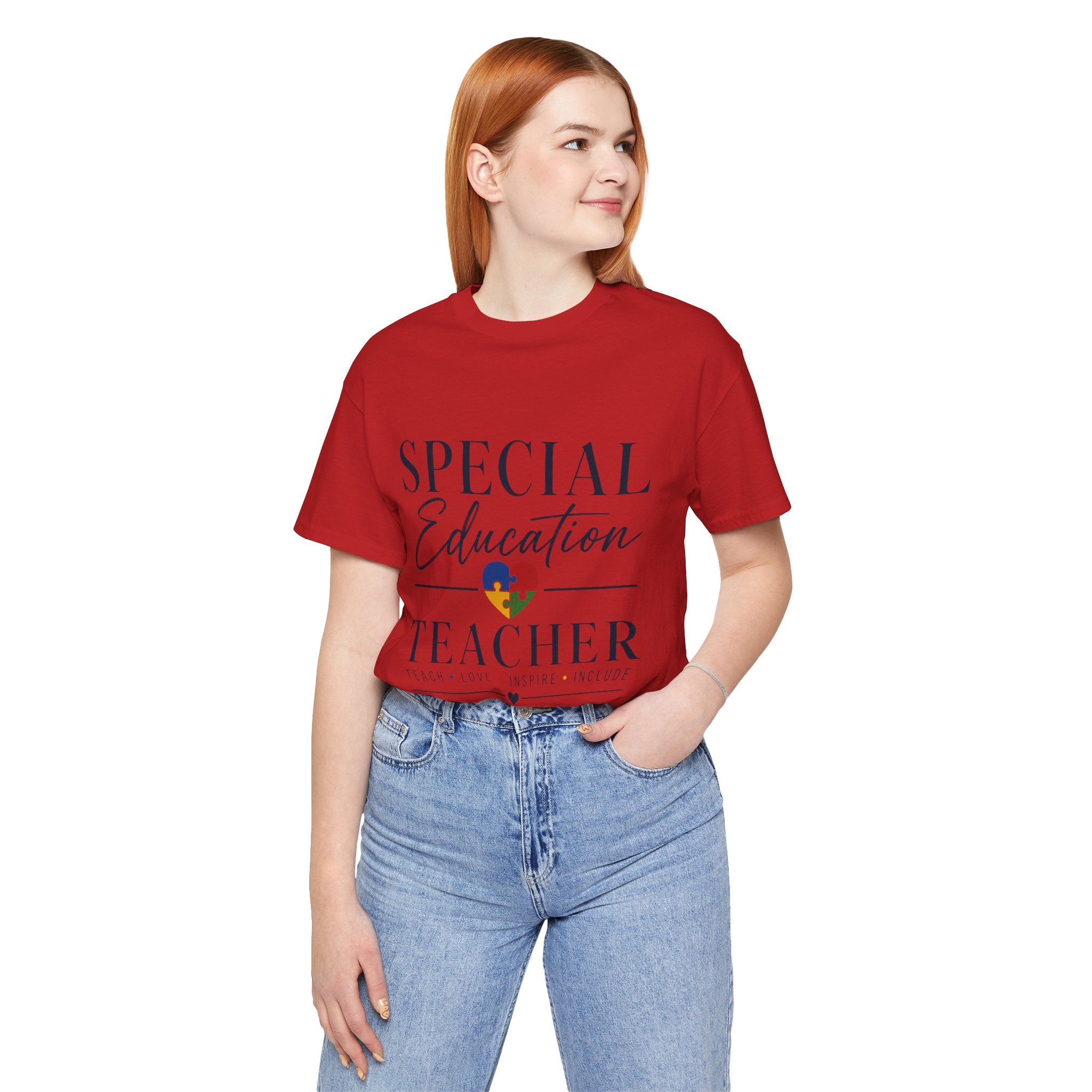 Special Education Teacher Shirt | Teach Love Inspire T-Shirt | Puzzle Heart Graphic Tee | Autism Acceptance Gift | Inclusive Teacher
