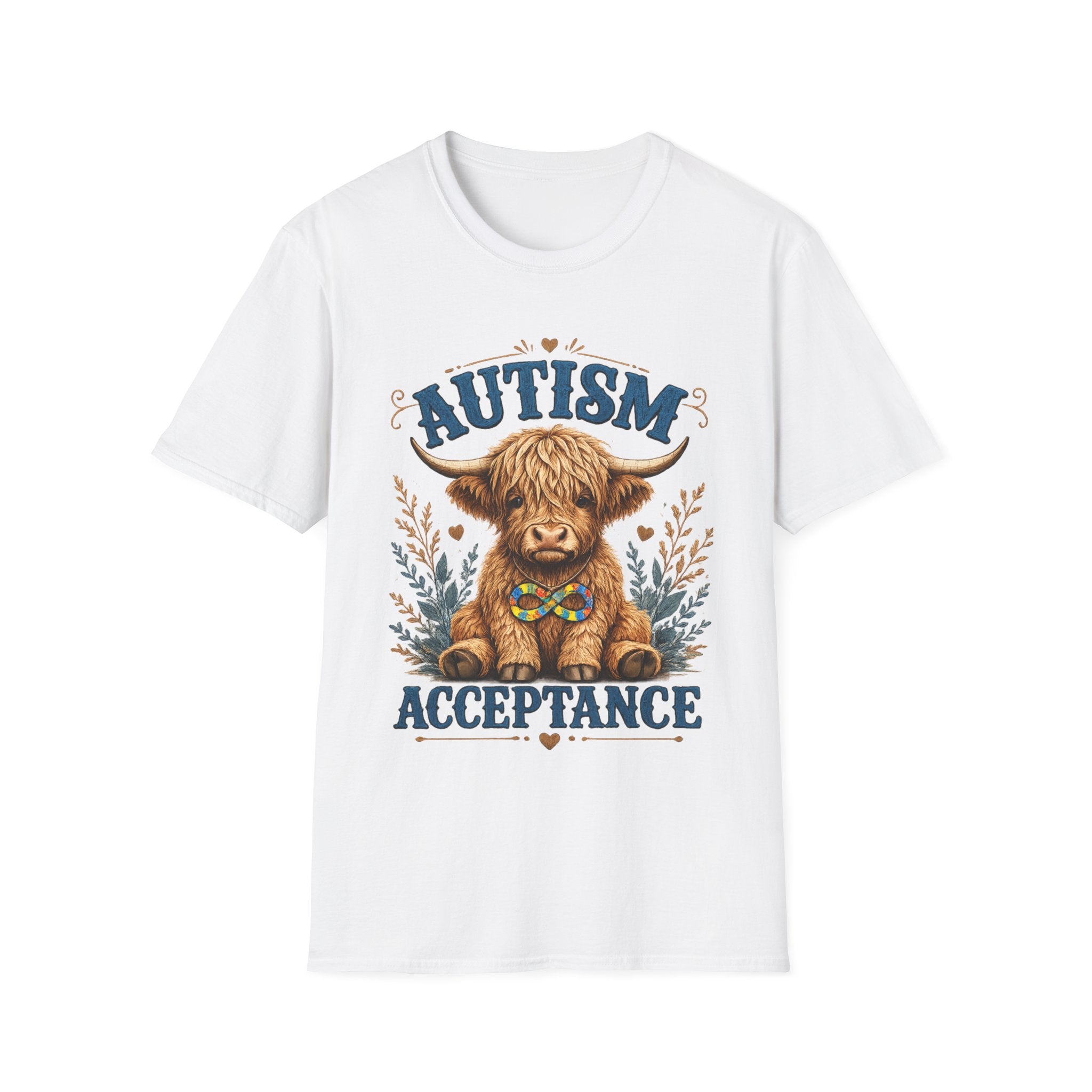Autism Acceptance Highland Cow T-Shirt | Awareness, Support