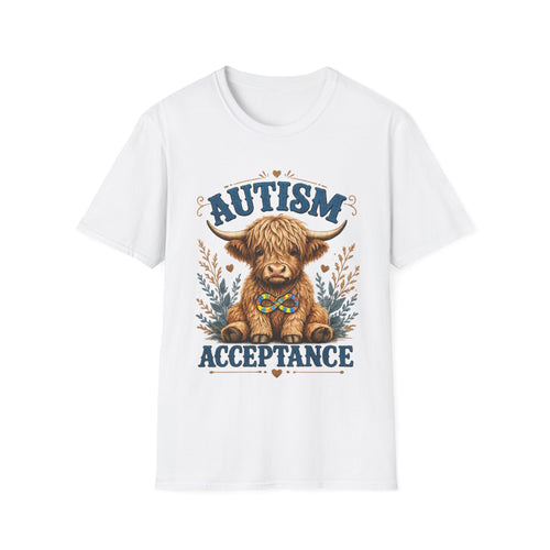 Autism Acceptance Highland Cow T-Shirt | Awareness, Support