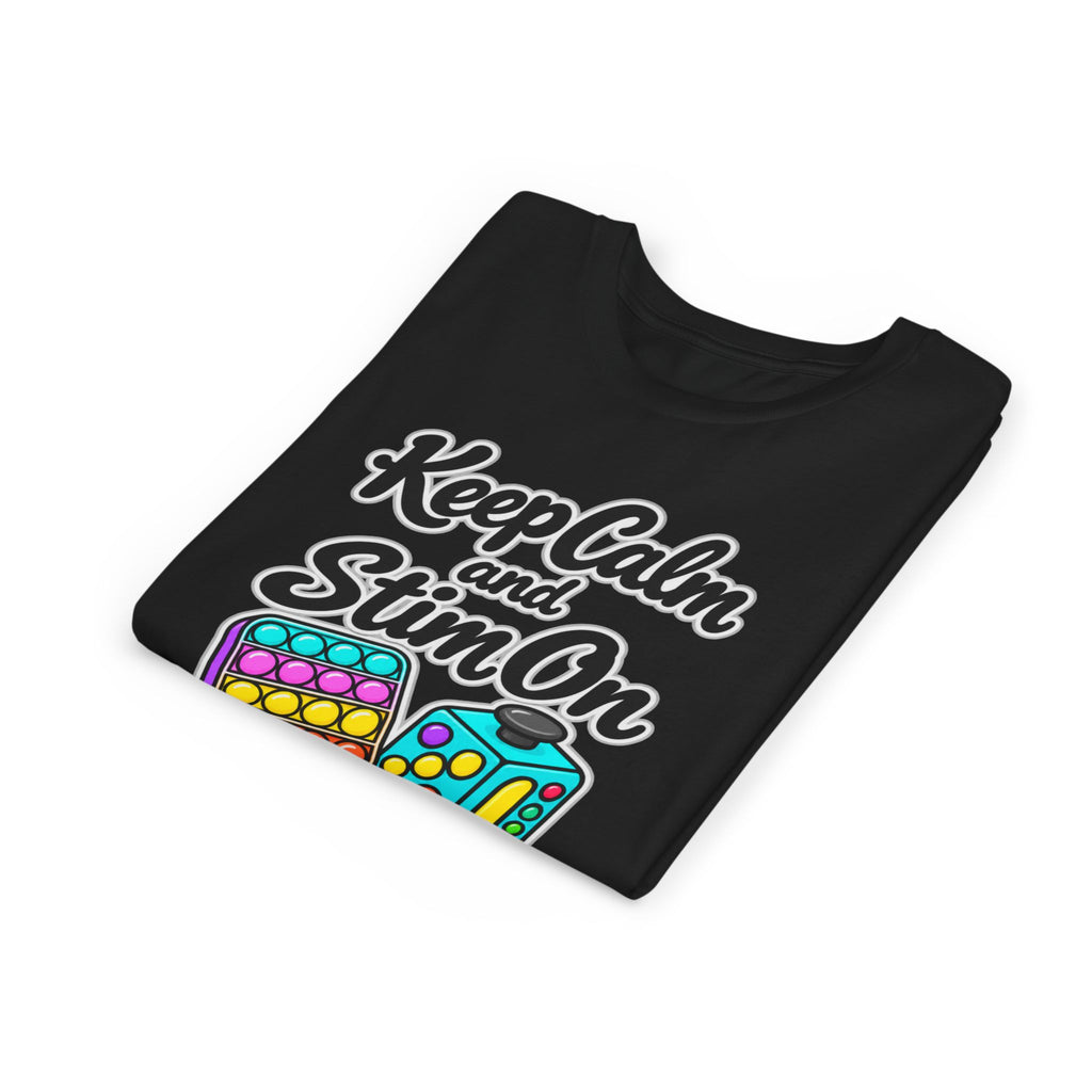 Keep Calm and Stim On Youth Shirt Autism Sensory T Shirt Neurodivergent Kids Tee Fidget Toy Gift Special Needs Awareness