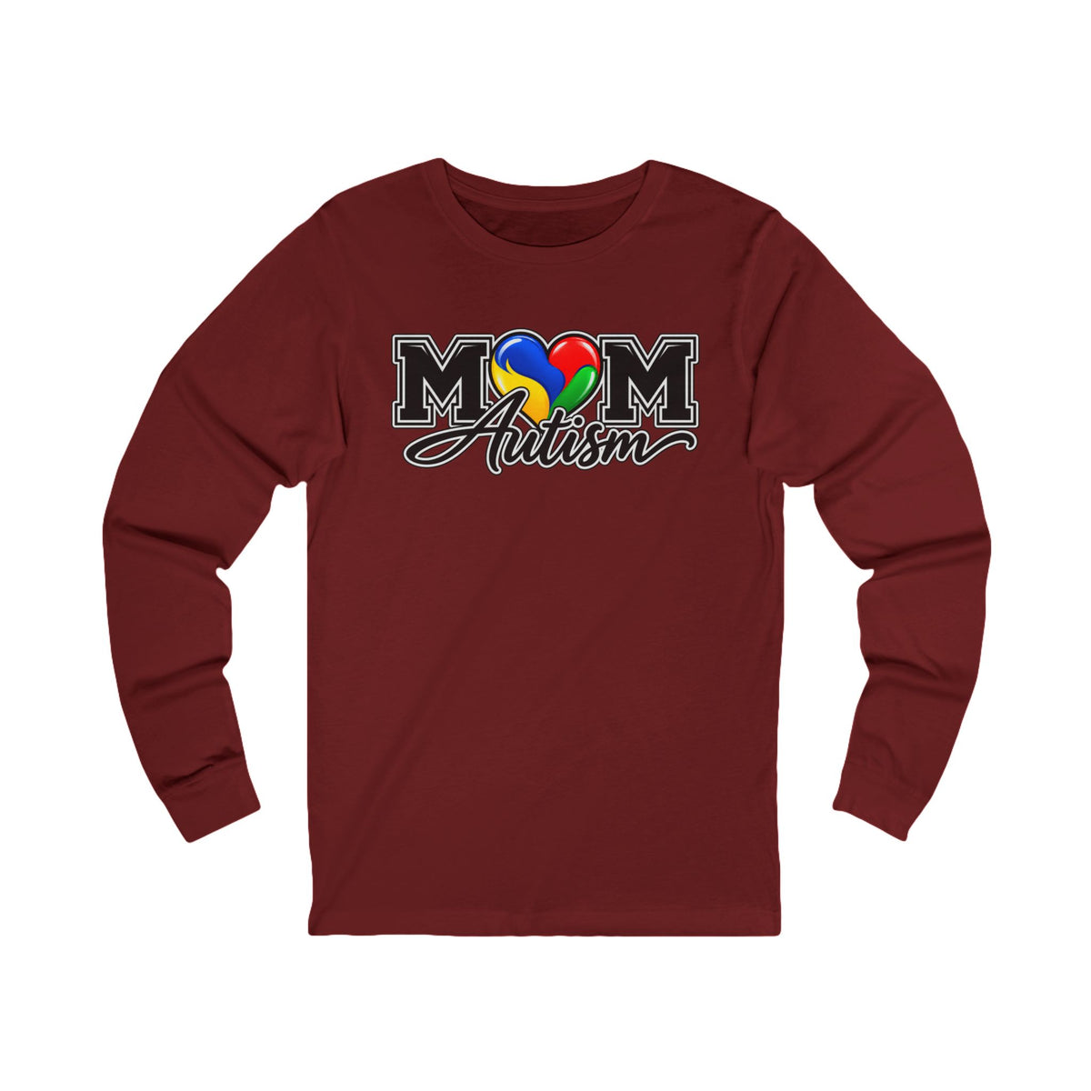 Autism Mom Heart Puzzle Long Sleeve Tee, Rainbow Puzzle Awareness Shirt, Autism Mom Gift, Autism Acceptance Family Apparel