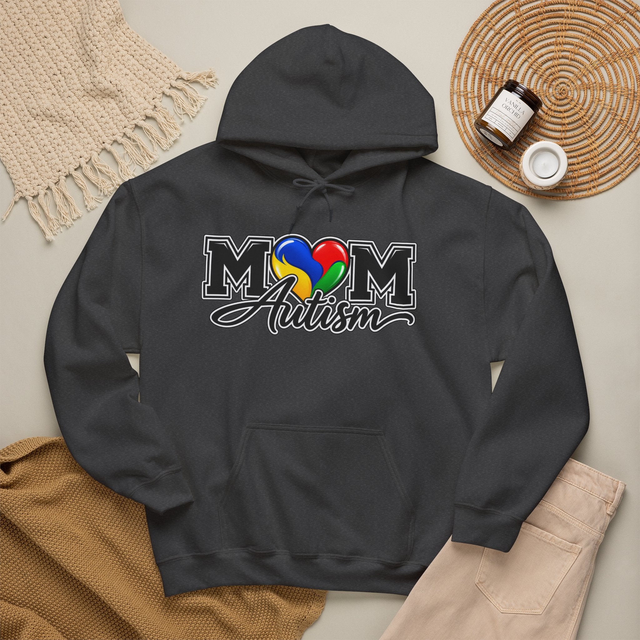 Mom Autism Heart Puzzle Hoodie, Autism Awareness Sweatshirt, Autism Mom Gift Crewneck, Autism Acceptance Family Apparel
