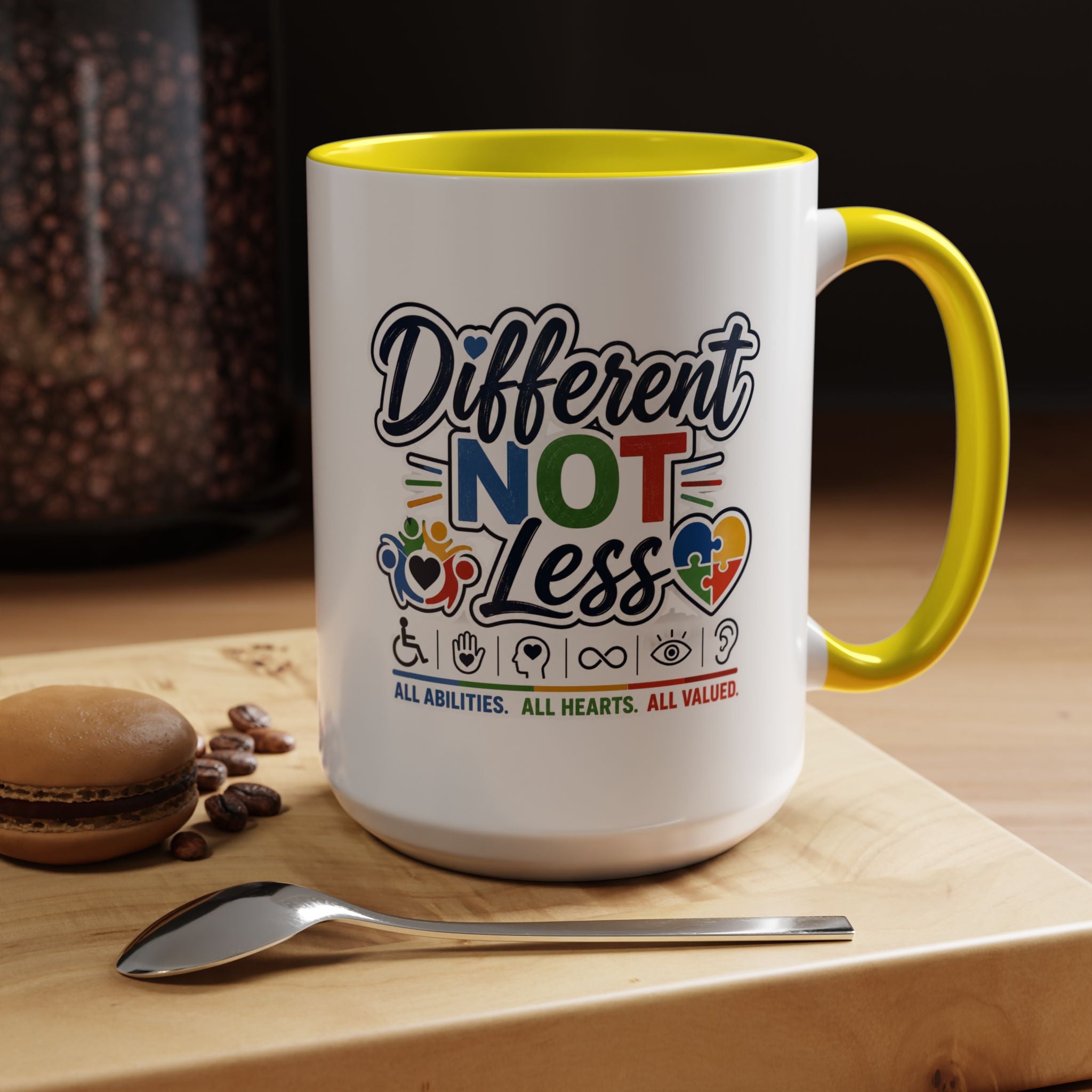 Different Not Less Accent Coffee Mug – Disability Pride Inspirational 11/15oz