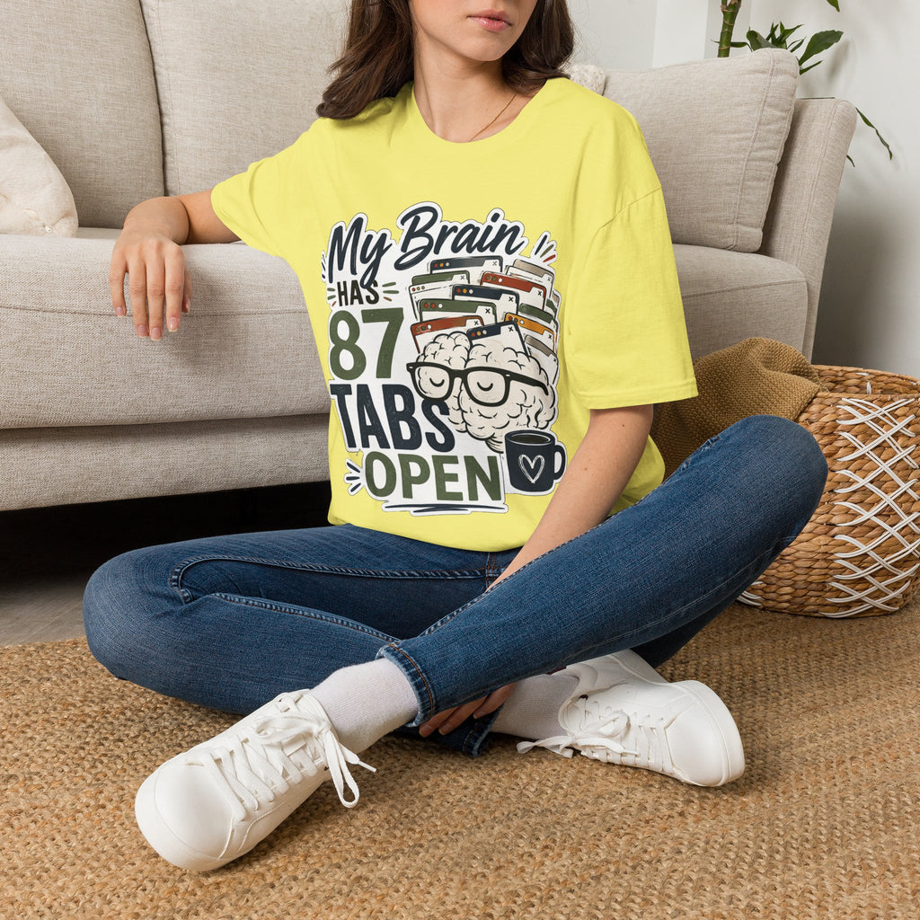 My Brain Has 87 Tabs Open Shirt | Funny ADHD T-Shirt | Overthinking Graphic Tee | Coffee Lover Shirt | Neurodivergent Humor | Mental Health