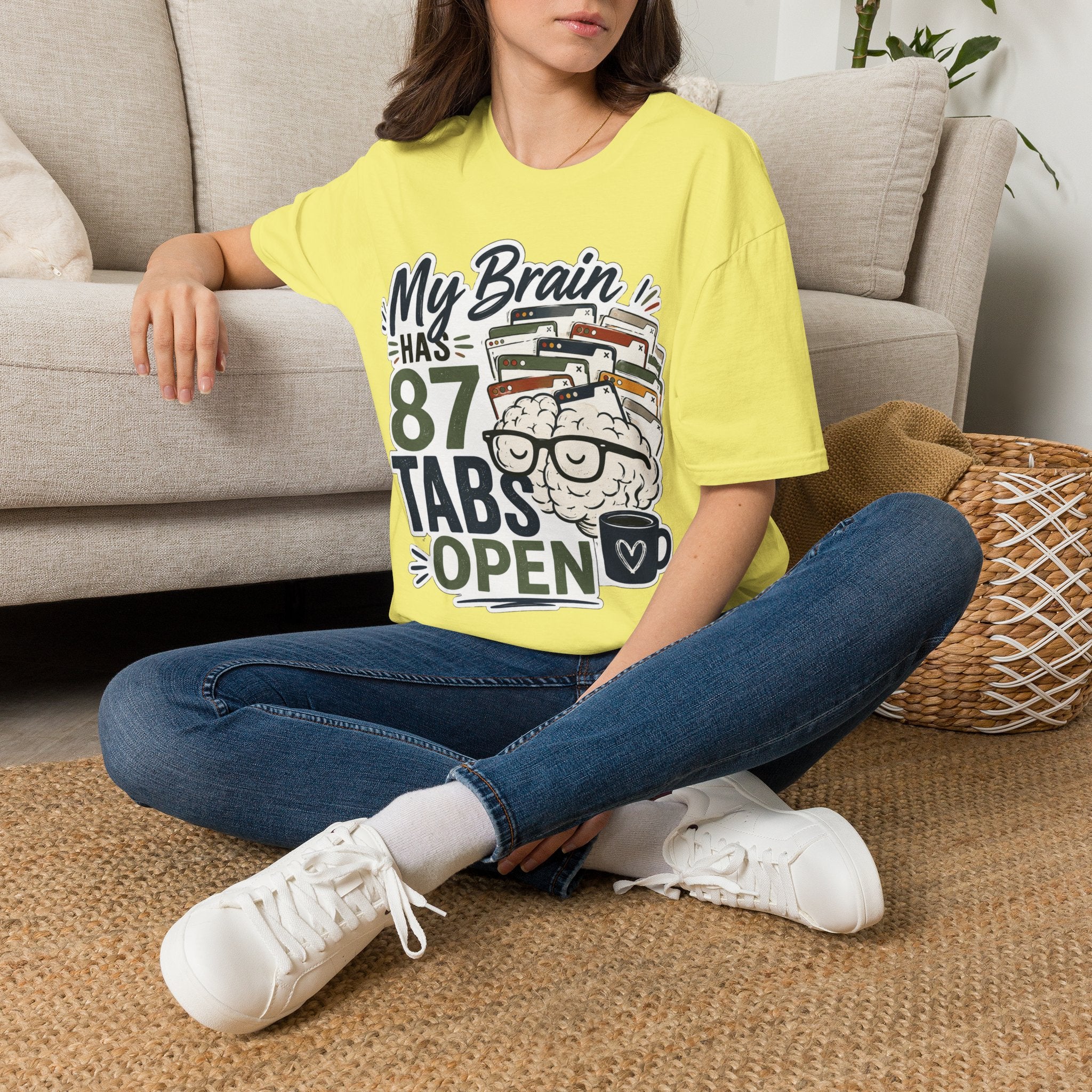 My Brain Has 87 Tabs Open Shirt | Funny ADHD T-Shirt | Overthinking Graphic Tee | Coffee Lover Shirt | Neurodivergent Humor | Mental Health