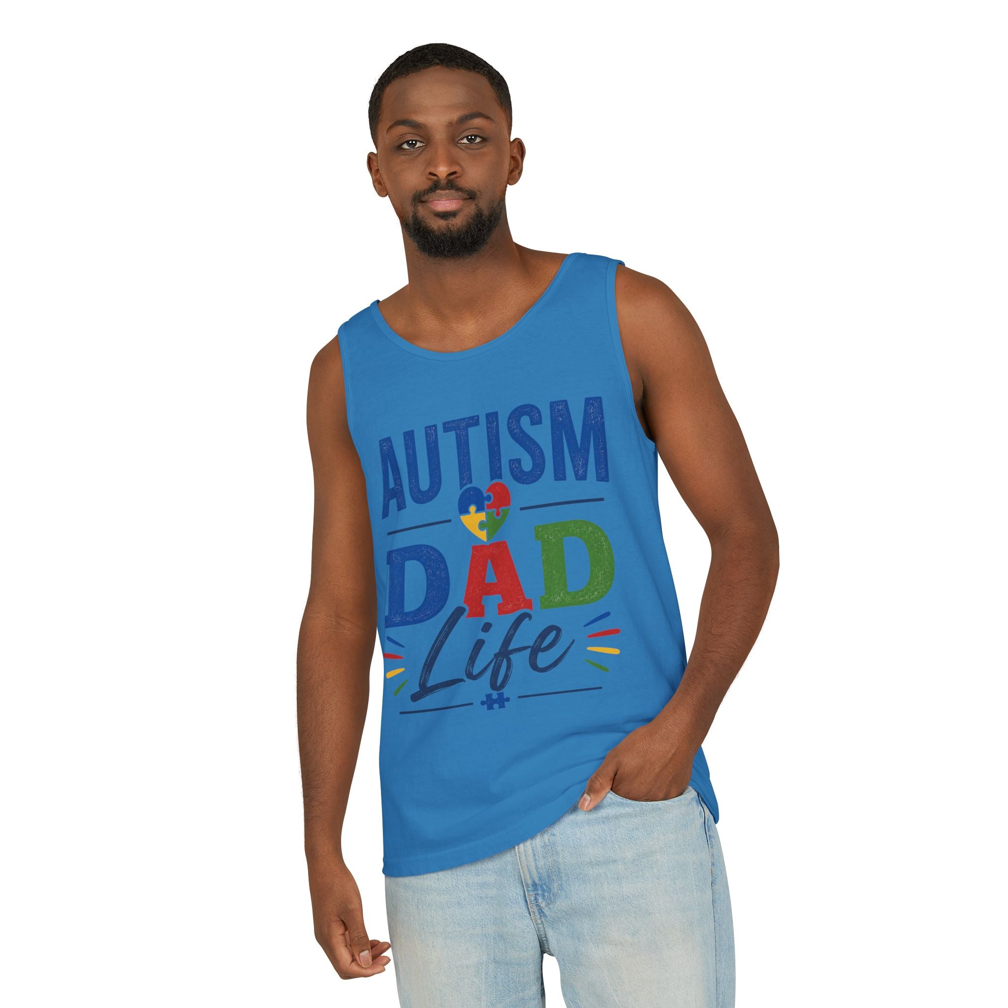 Autism Dad Life Tank Top | Awareness Puzzle Heart, Father Support