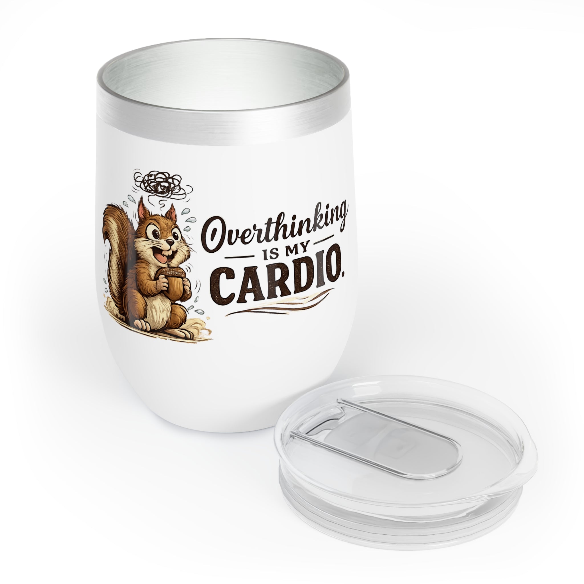 Overthinking Is My Cardio Wine Tumbler Funny Anxiety Cup ADHD Travel Mug Mental Health Gift Stainless Steel Wine Tumbler