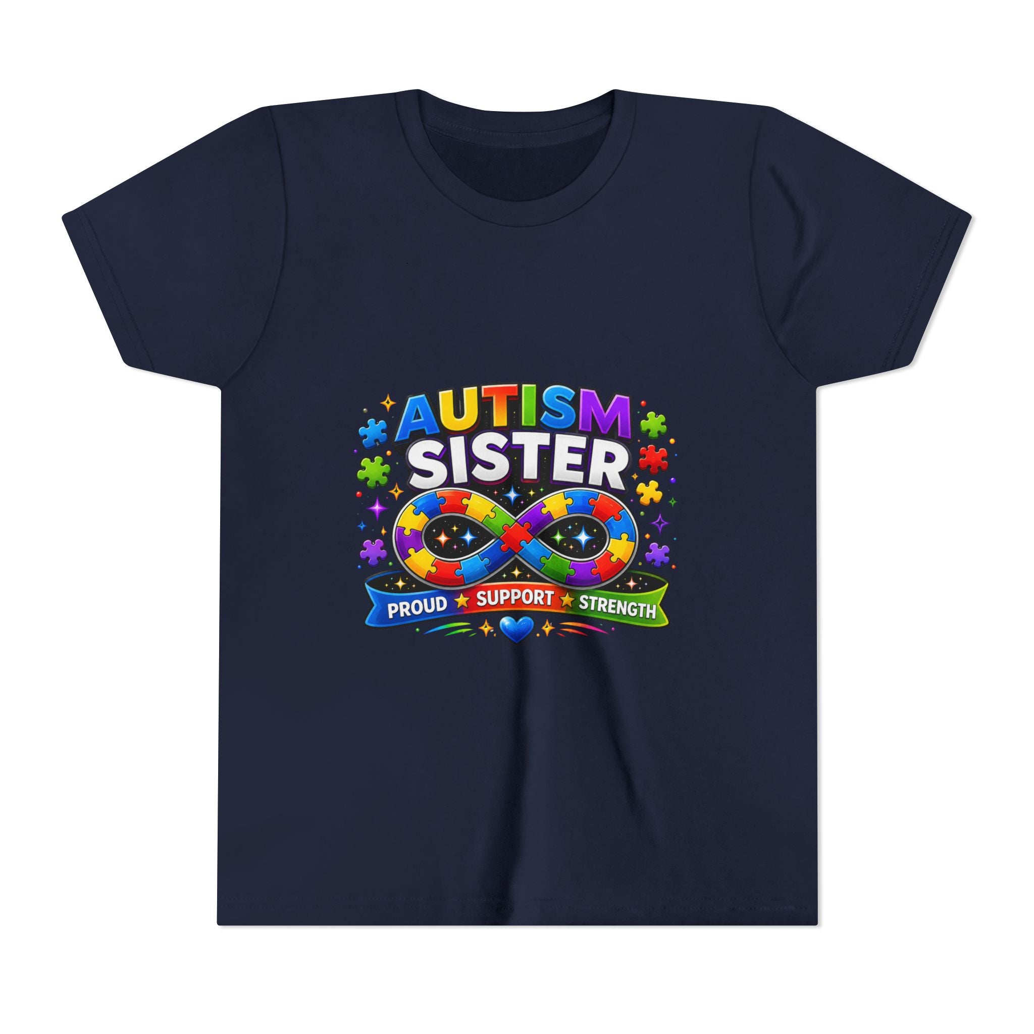 Autism Sister Shirt | Autism Sibling Tee | Infinity Puzzle Shirt | Proud Support Strength | Autism Acceptance Gift for Sister