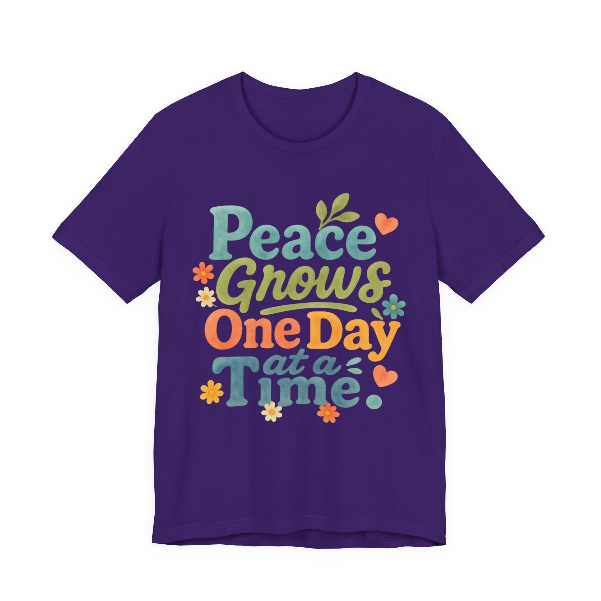 Peace Grows One Day at a Time Tee | Positive Quote Floral Typography