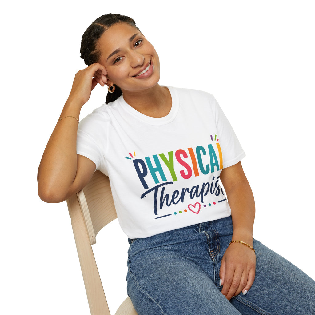 Physical Therapist Shirt | Colorful Typography Heart T-Shirt | Physical Therapy Gift | Healthcare Professional Apparel | Therapist Shirt