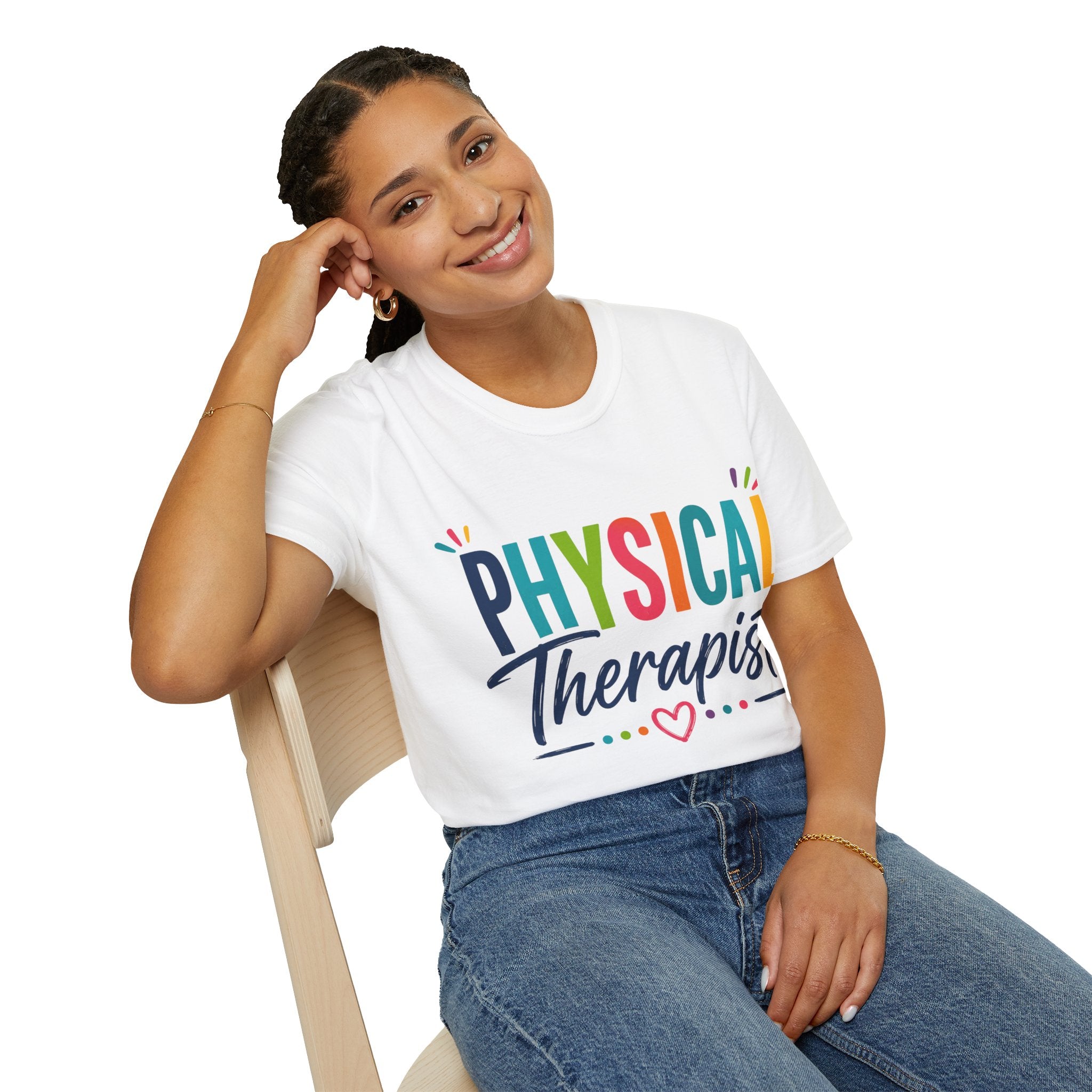 Physical Therapist Shirt | Colorful Typography Heart T-Shirt | Physical Therapy Gift | Healthcare Professional Apparel | Therapist Shirt