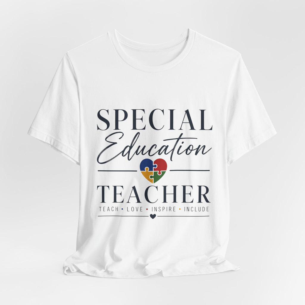 Special Education Teacher Shirt | Teach Love Inspire T-Shirt | Puzzle Heart Graphic Tee | Autism Acceptance Gift | Inclusive Teacher