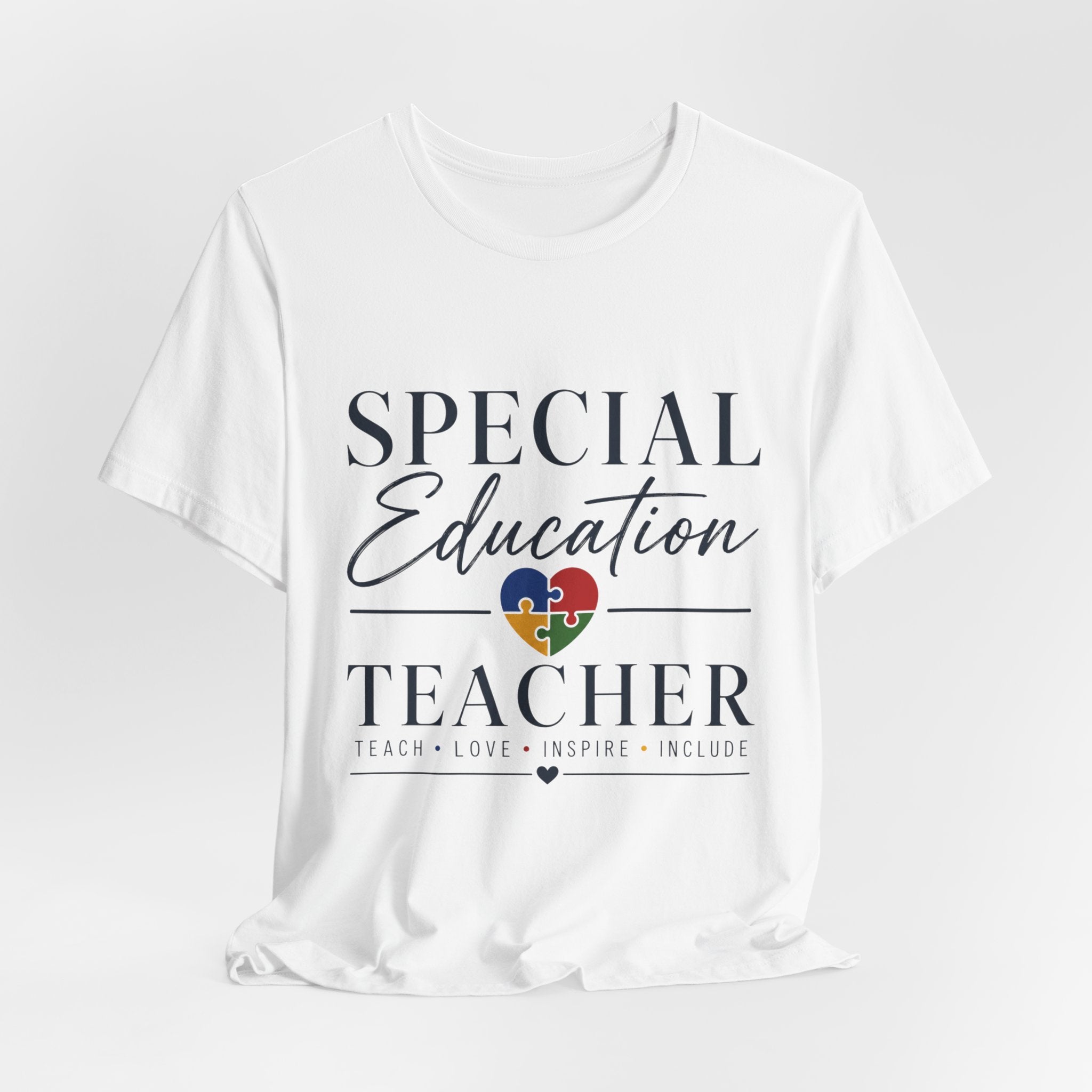 Special Education Teacher Shirt | Teach Love Inspire T-Shirt | Puzzle Heart Graphic Tee | Autism Acceptance Gift | Inclusive Teacher