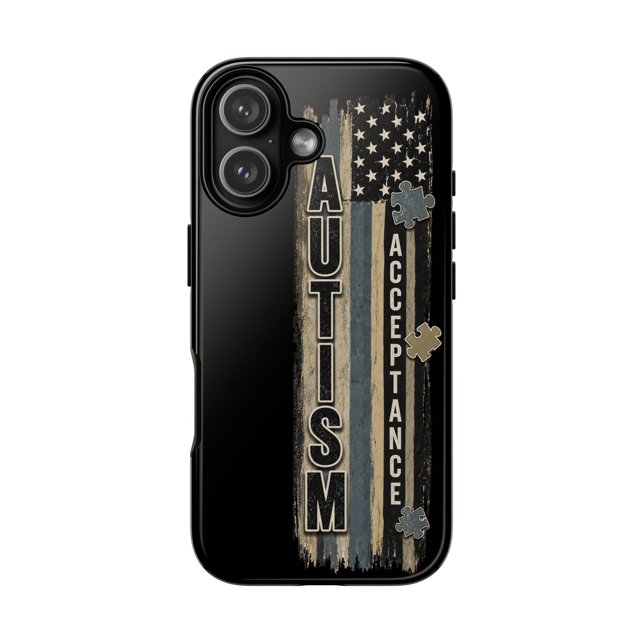 Autism Acceptance Phone Case Puzzle Piece Flag iPhone Samsung Tough Case Autism Awareness Neurodiversity Gift Special Needs Case