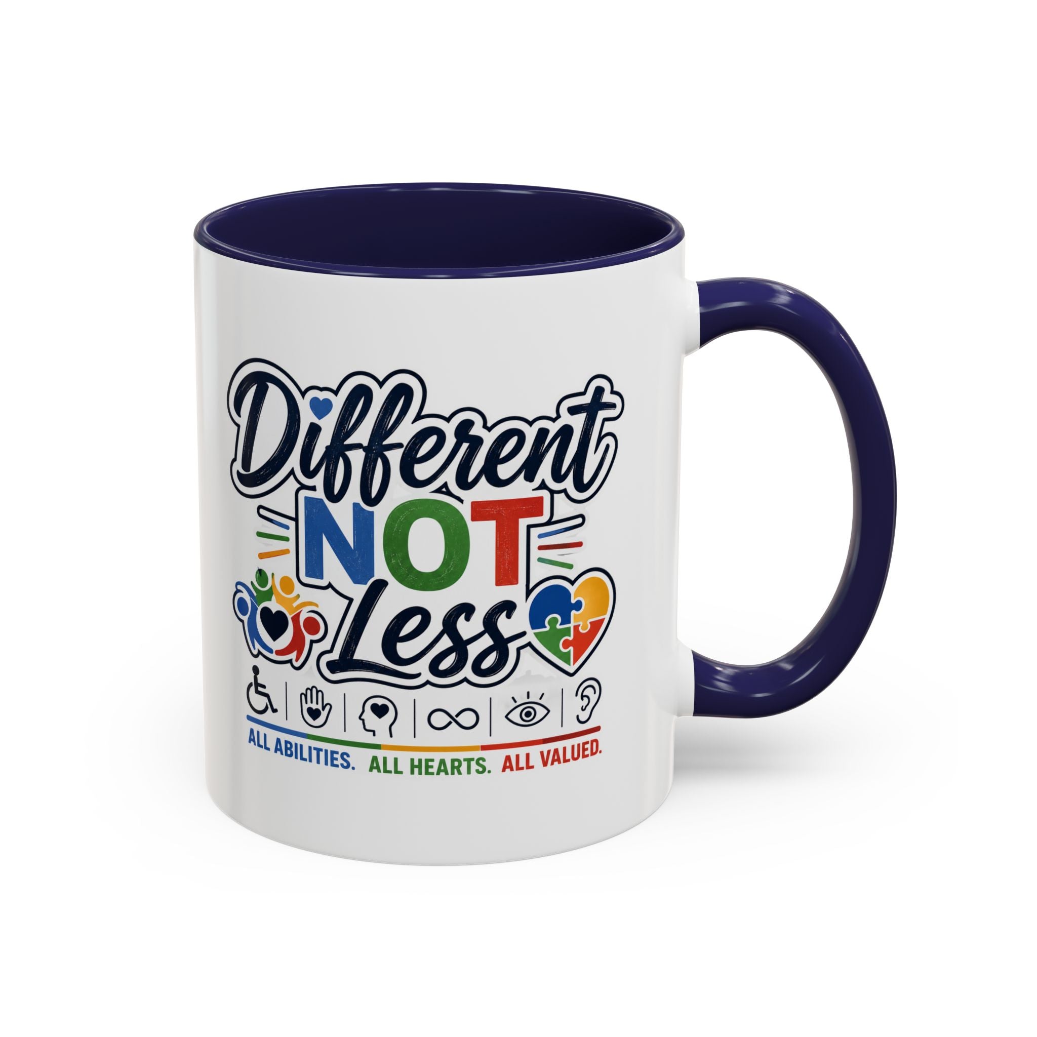 Different Not Less Accent Coffee Mug – Disability Pride Inspirational 11/15oz