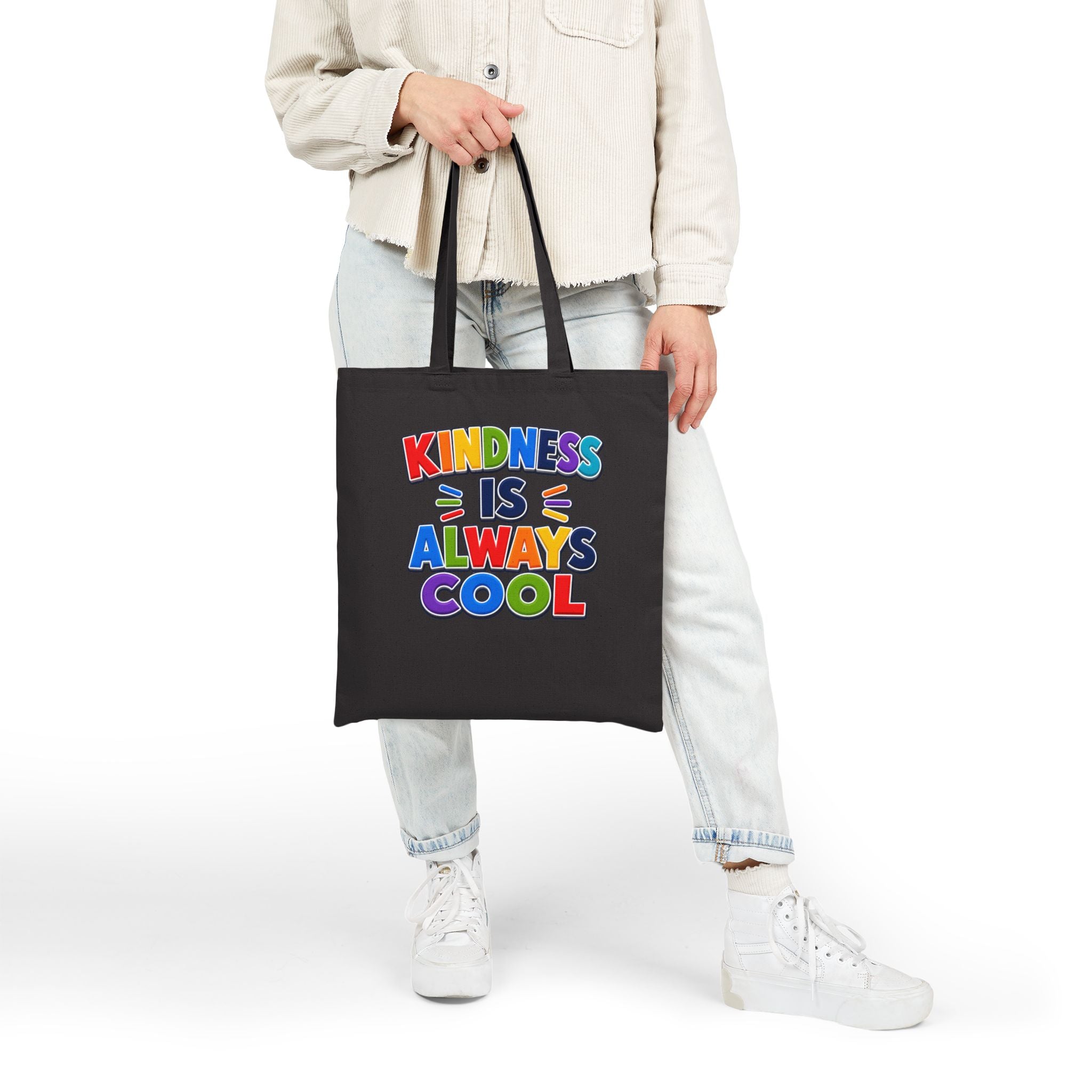 Kindness Is Always Cool Tote Bag | Rainbow Positive Message