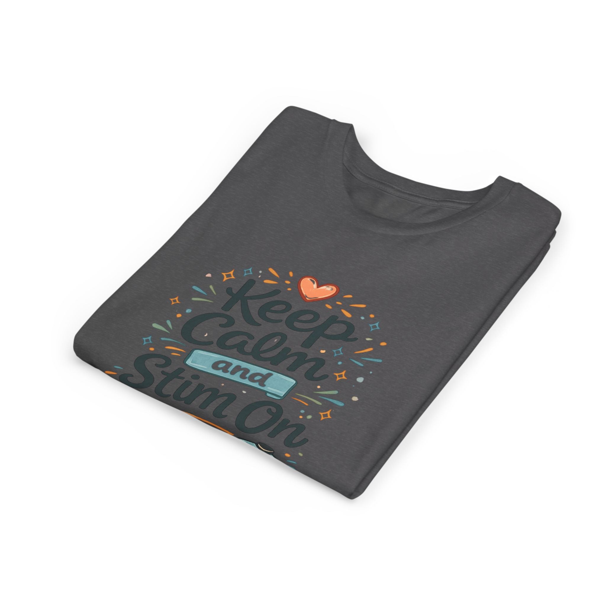 Keep Calm and Stim On Youth Shirt Autism Sensory T Shirt Neurodivergent Kids Tee Fidget Toy Gift Special Needs Awareness