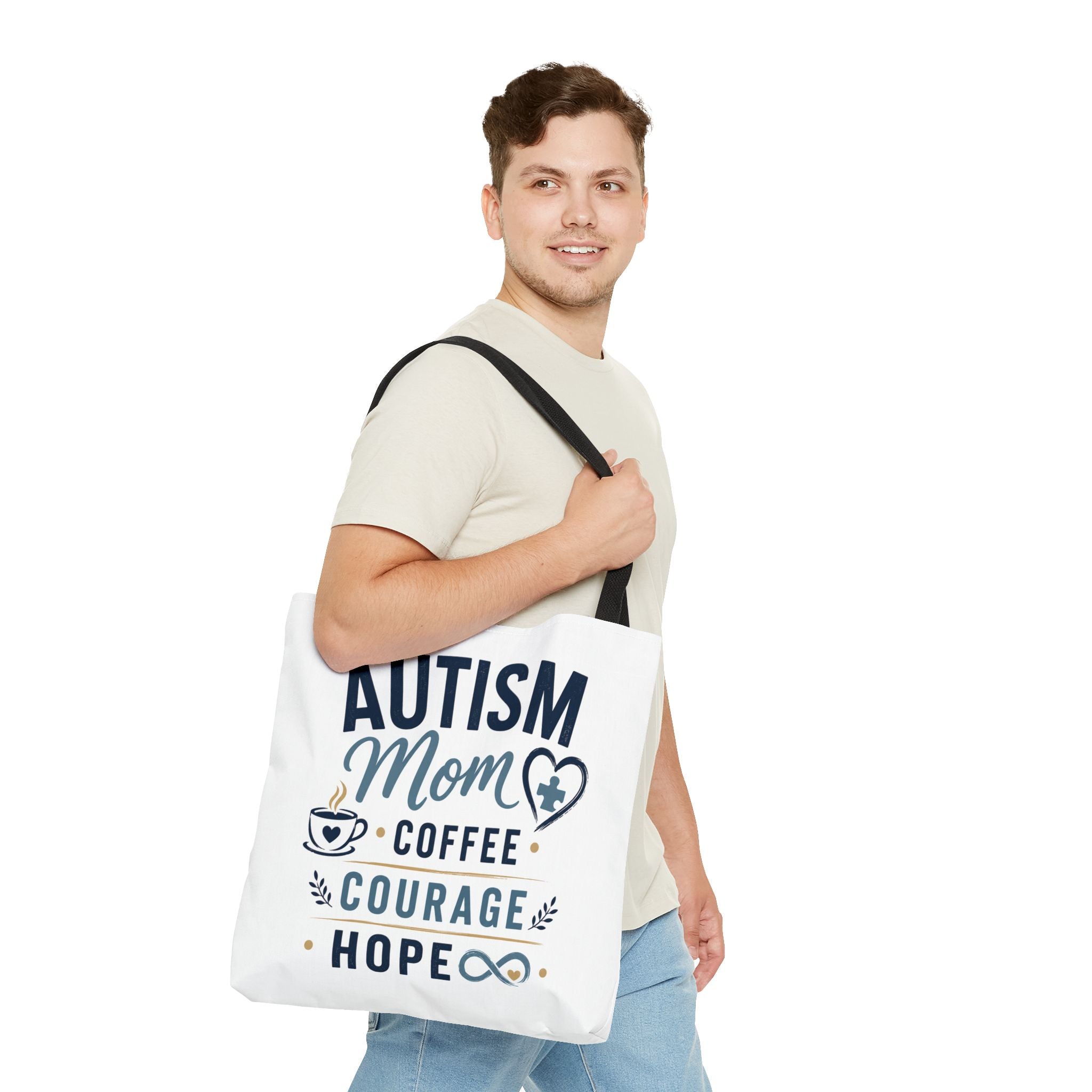 Autism Mom Coffee Courage Hope Tote Bag | Autism Acceptance Gift for Mom | Neurodiversity Canvas Tote | Special Needs Mom Bag