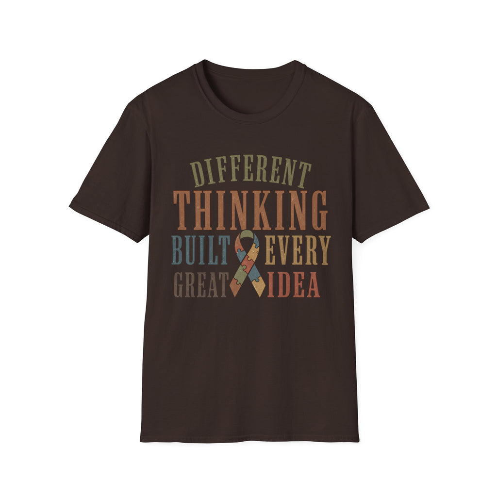 Different Thinking Built Every Great Idea T-Shirt | Autism Awareness Ribbon