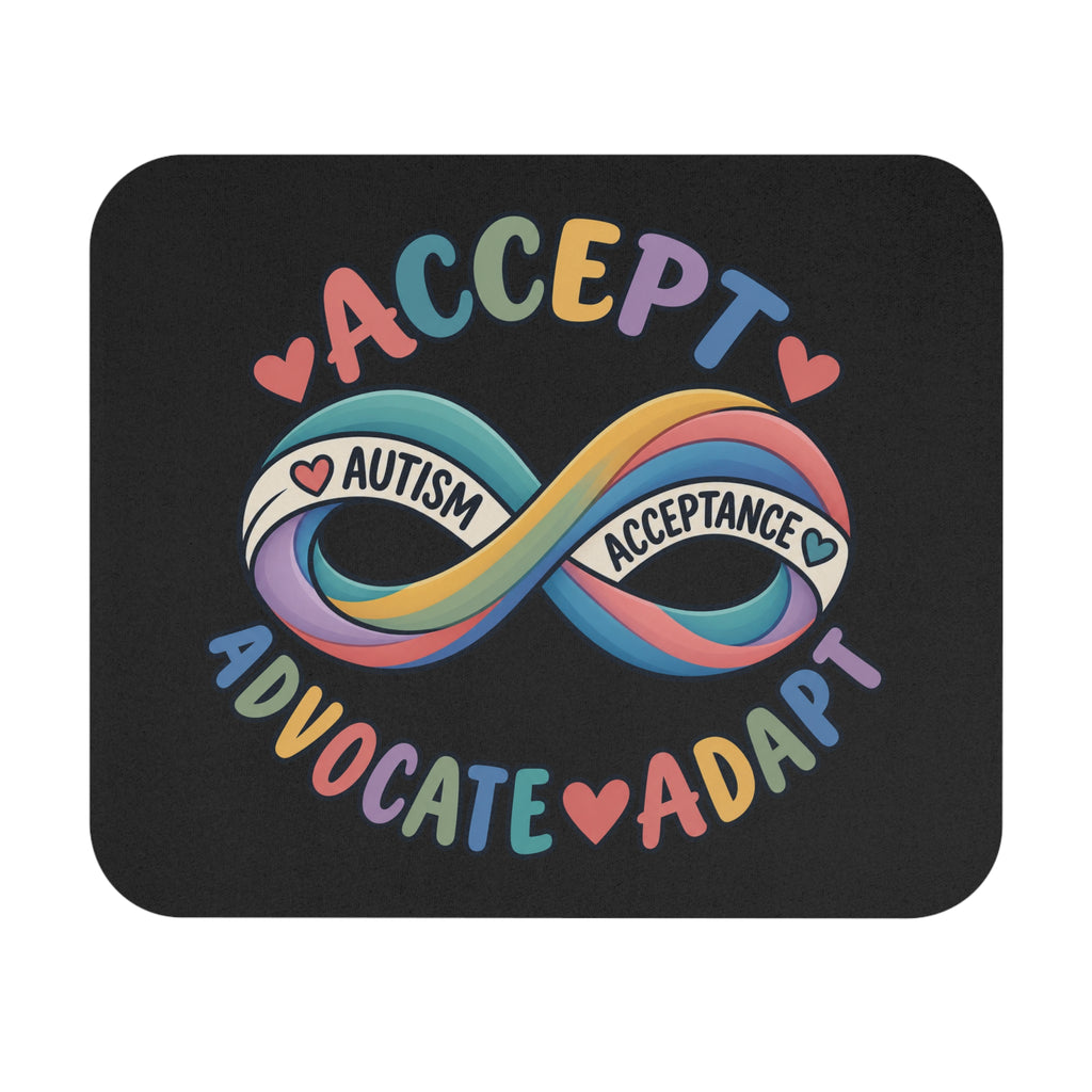 Autism Acceptance Infinity Mouse Pad, Accept Advocate Adapt Desk Accessory, Autism Awareness Office Decor, Neurodiversity Gift