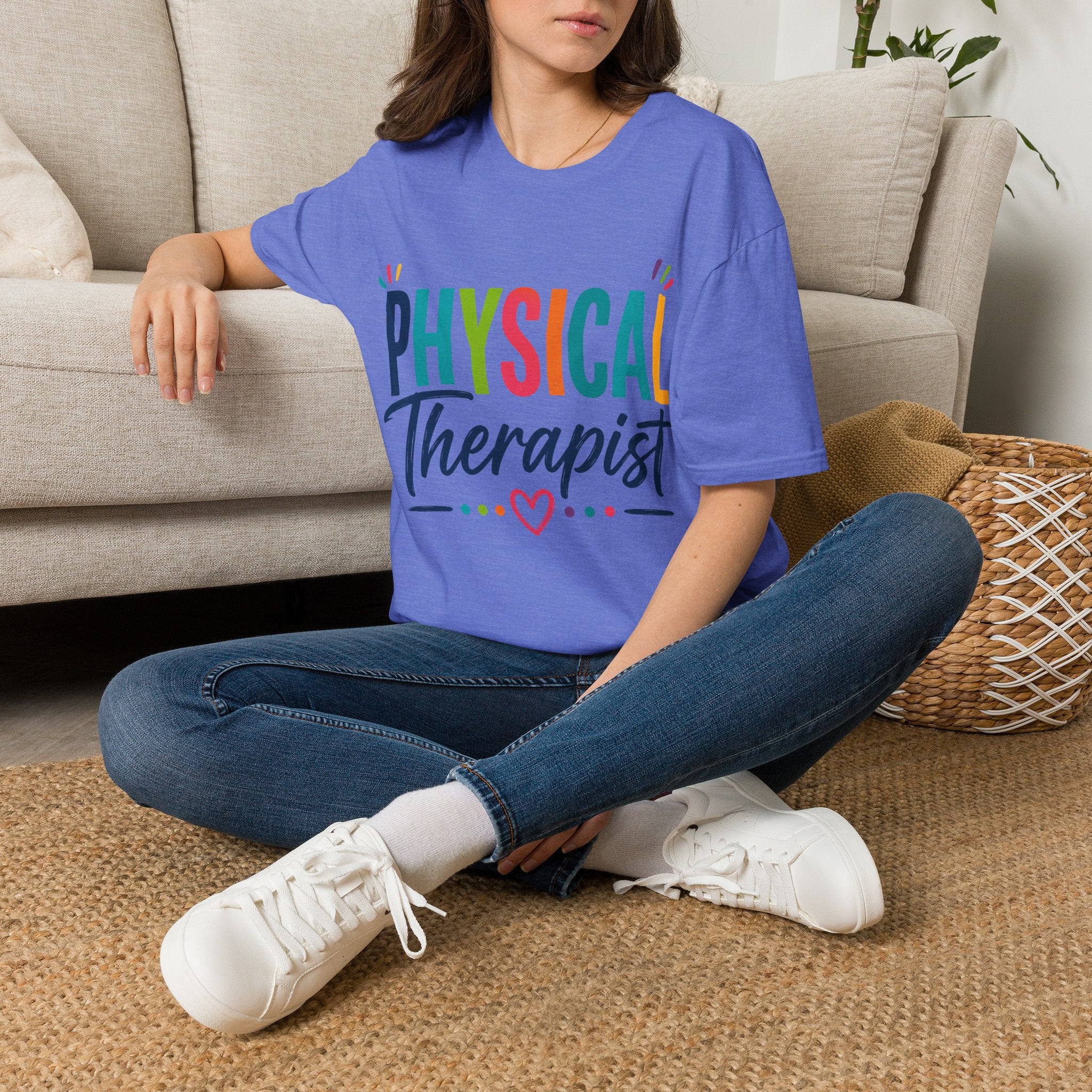 Physical Therapist Shirt | Colorful Typography Heart T-Shirt | Physical Therapy Gift | Healthcare Professional Apparel | Therapist Shirt