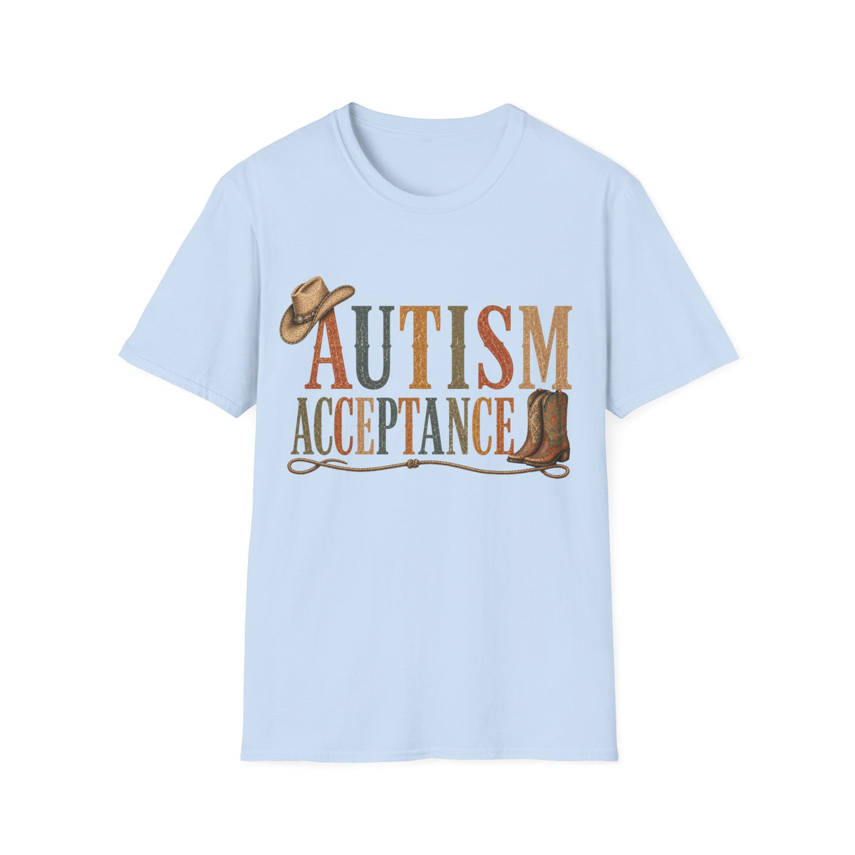 Autism Acceptance T-Shirt | Western Cowboy Hat Typography