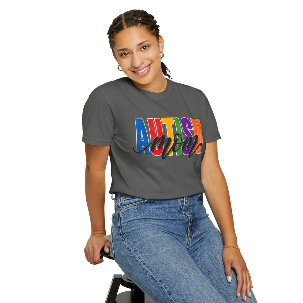 Autism Mom Shirt Autism Mom T Shirt Rainbow Block Letter Tee Script Mom Graphic Autism Awareness Autism Acceptance Gift for Mom