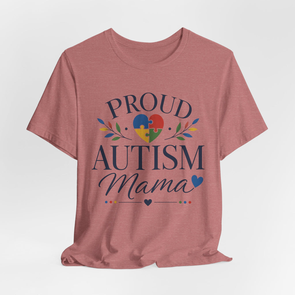 Proud Autism Mama T-Shirt | Puzzle Heart Mom Tee